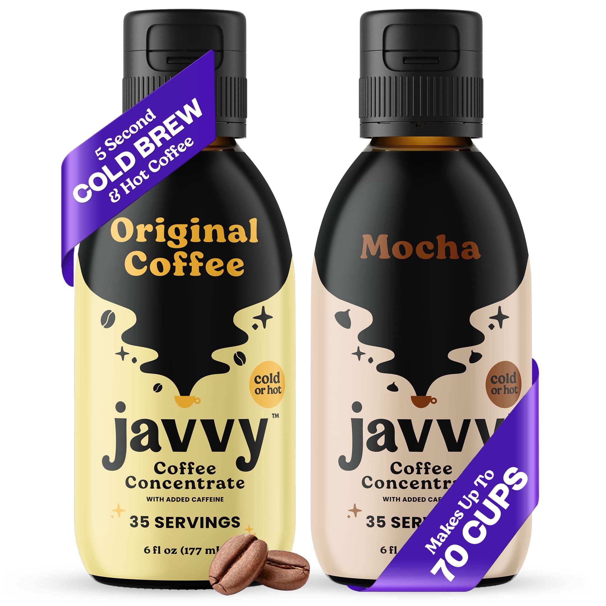 Javy Coffee Concentrate Bundle - Cold Brew Coffee, Perfect for Instant Iced Coffee, Cold Brewed Coffee and Hot Coffee - Original & Mocha