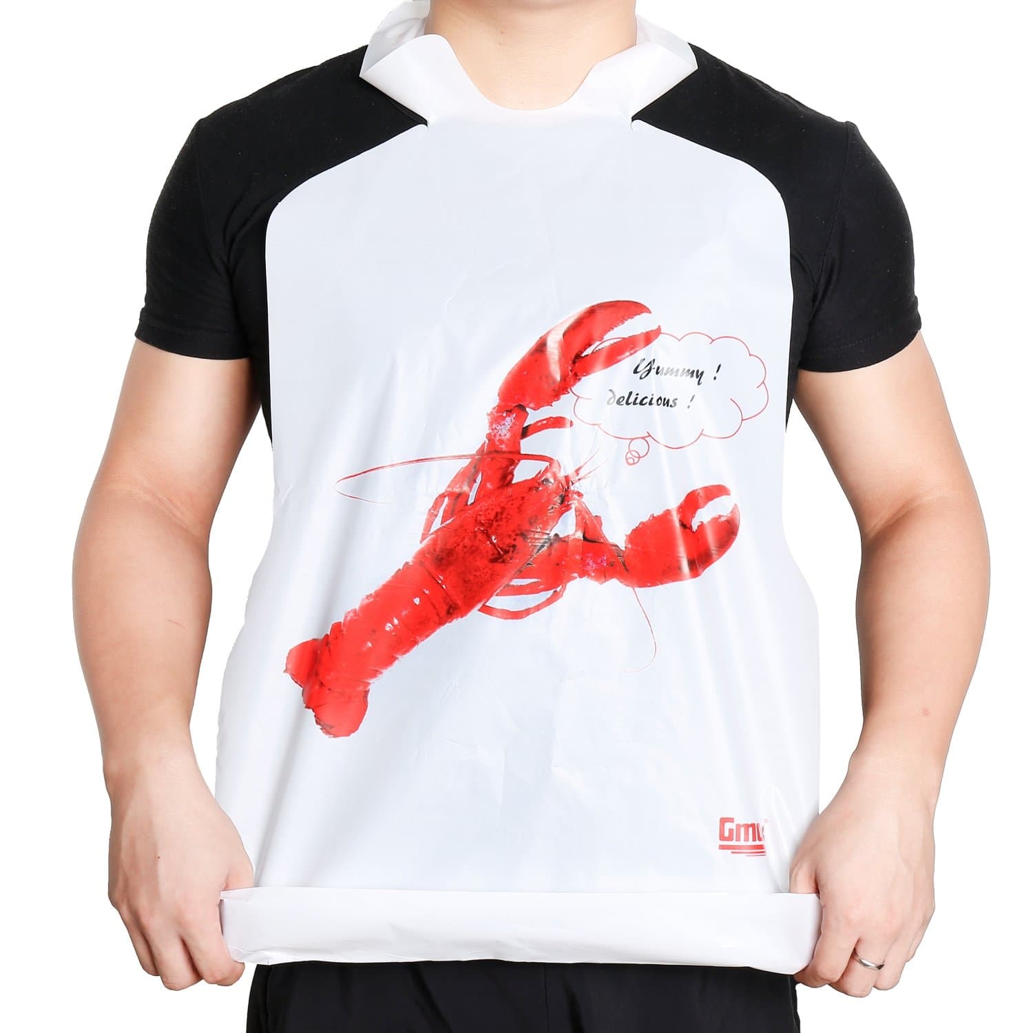 Gmark 25 Pack Disposable Plastic Lobster Bibs Crawfish Crab Feasts - Keep Clothing Clean - Great for restaurants, lobster, seafood or crawfish party GM1066