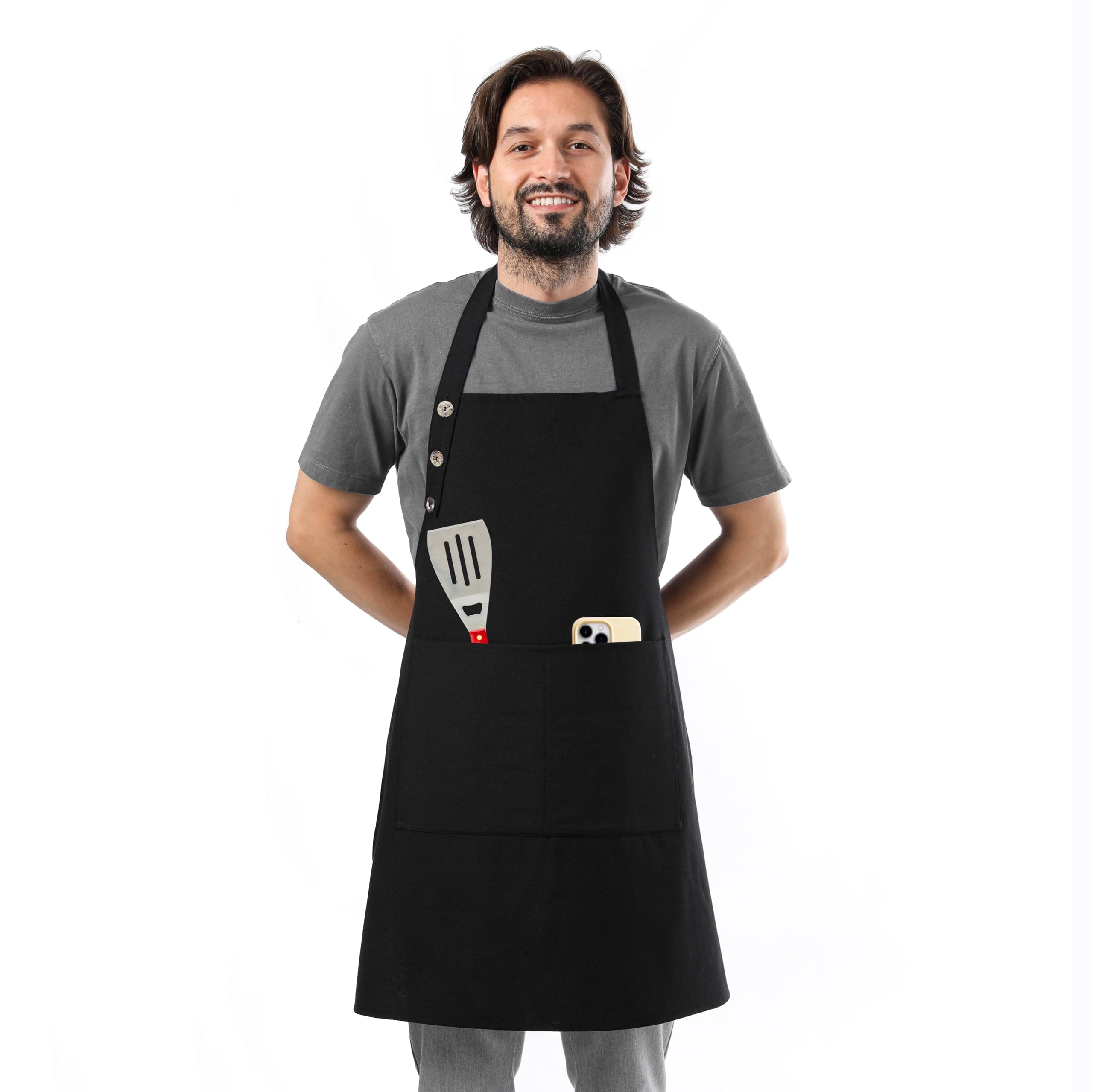 TOSHE Kitchen Apron Waterdrop Resistant Cotton Apron with adjustable Aprons for Women with Pockets 12 Color option Cooking