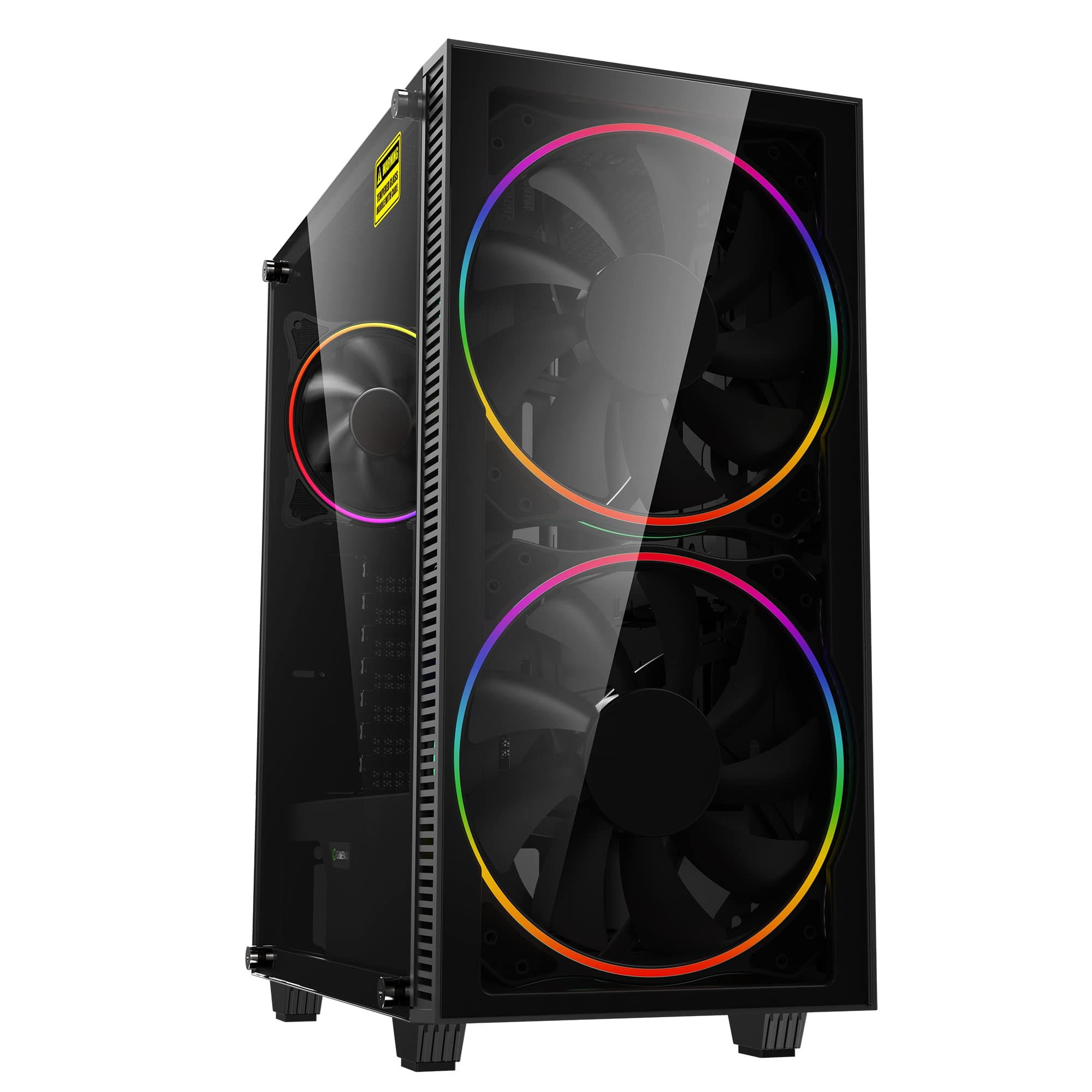 GameMax Black Hole Mid-Tower PC Gaming Case, ATX, 3 Pin AURA Sync, 2 x 200mm ARGB Fans Included, 1 x 120mm Rear Fan Included, ARGB Hub, 5 Fan Support, Water-Cooling Ready | Black