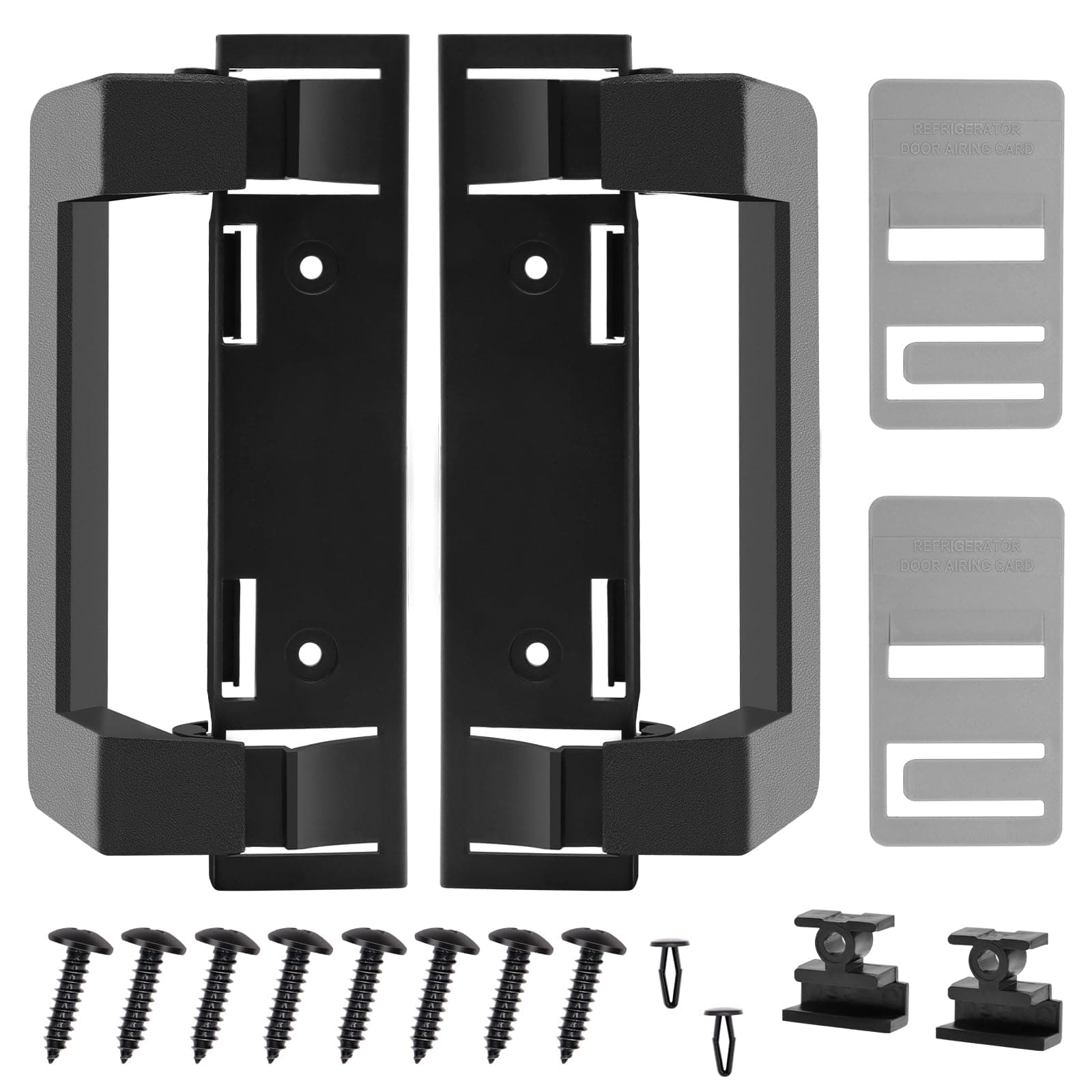 2 Pack 3316882900 RV Refrigerator Door Handle for Dometic Refrigerator, 3316882.900 S,Std Dr Handle Combo-6/8 Amii DM2672 DM2682 DM2872 DM2882, Black Camper Refrigerator Door Handle with Airing Cards