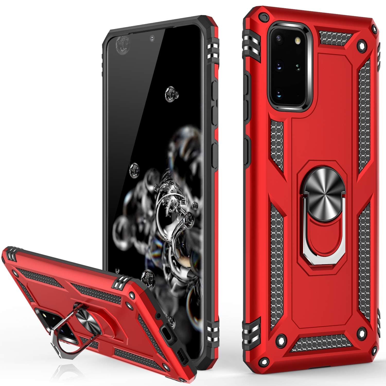 Galaxy S20+ Plus Case,(NOT for Small S20),Military Grade 16ft. Drop Tested Cover with Magnetic Ring Kickstand Compatible with Car Mount Holder,Protective Phone Case for Samsung Galaxy S20 Plus Red