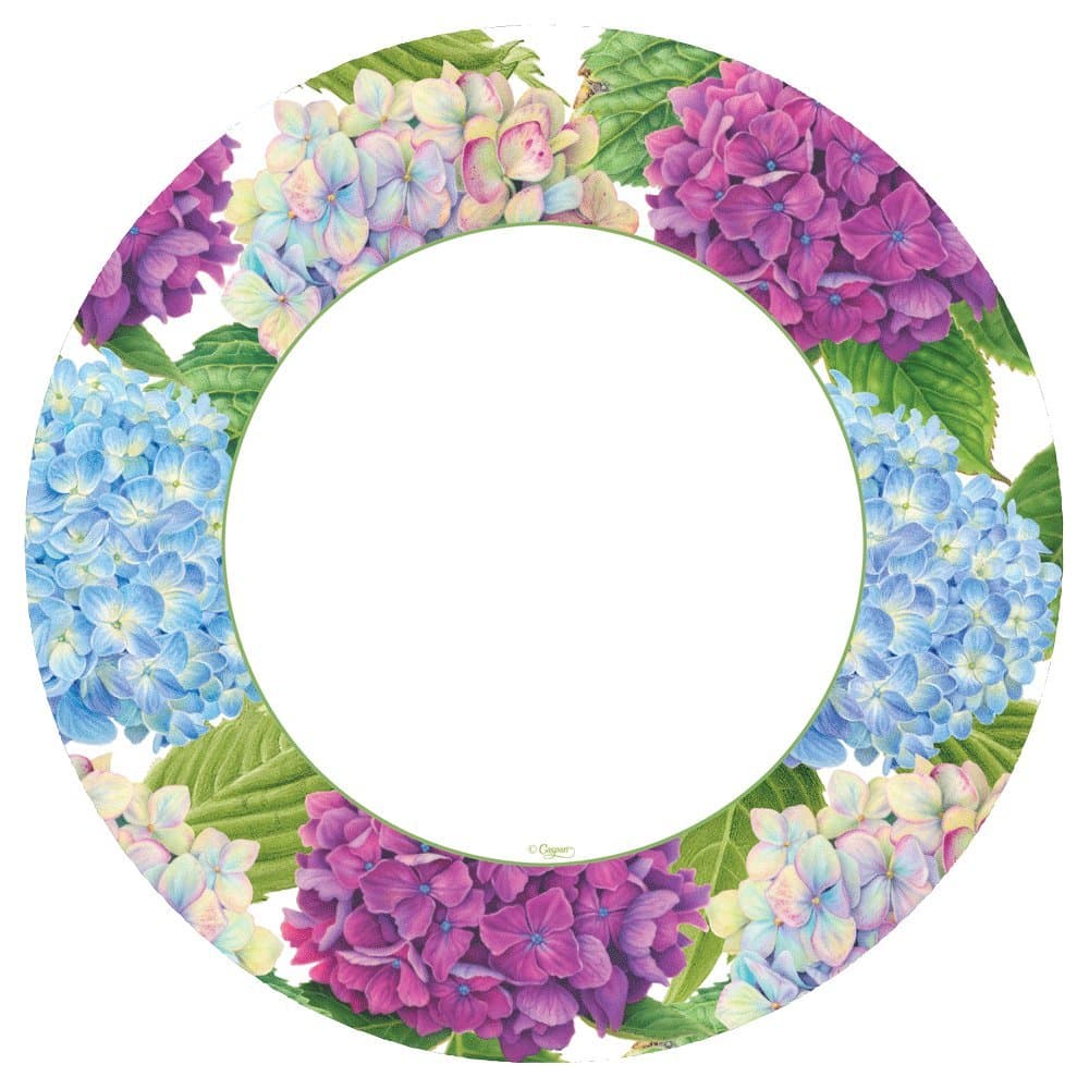 Caspari Hydrangea Garden Paper Dinner Plates in Blue - Pack of 8