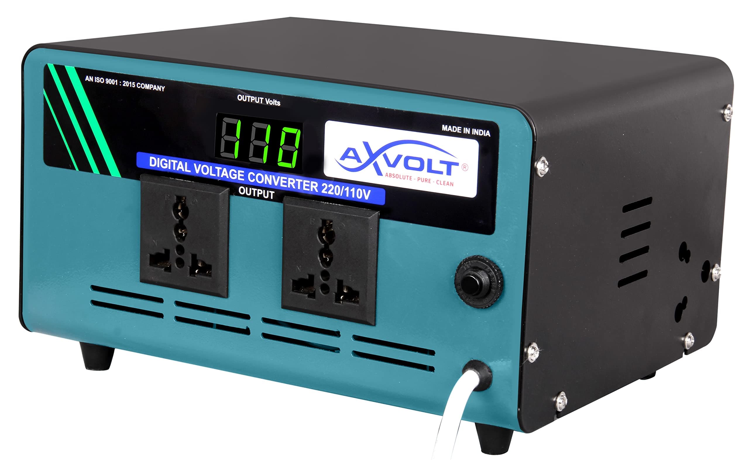 Axvolt Elite 2600W Copper Step-Down Voltage Converter | 220V–240V to 110V–120V Heavy-Duty Transformer | Digital Display & Thermal Reset Protection | Universal Socket for US & Japan Appliances in India