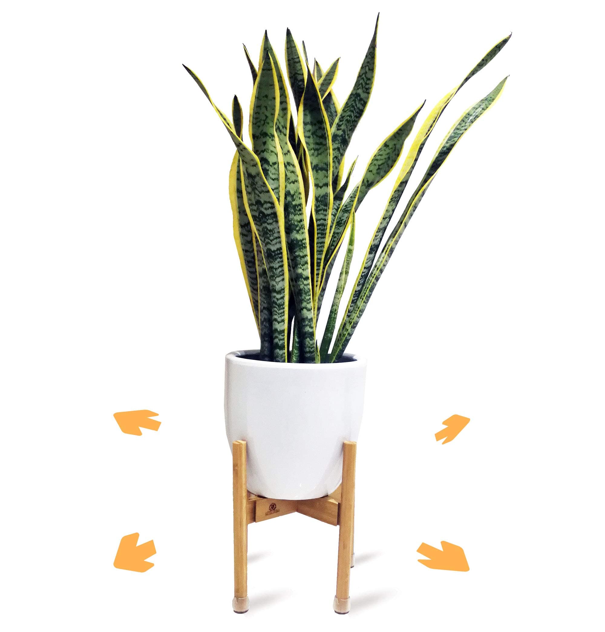 Adjustable Mid Century Modern Plant Stand for Pot Sizes 8" to 12" in Natural Bamboo Color | Protective Leg Caps | Great Wood Planter Stands for Indoor and Outdoor | Pot and Plant NOT Included