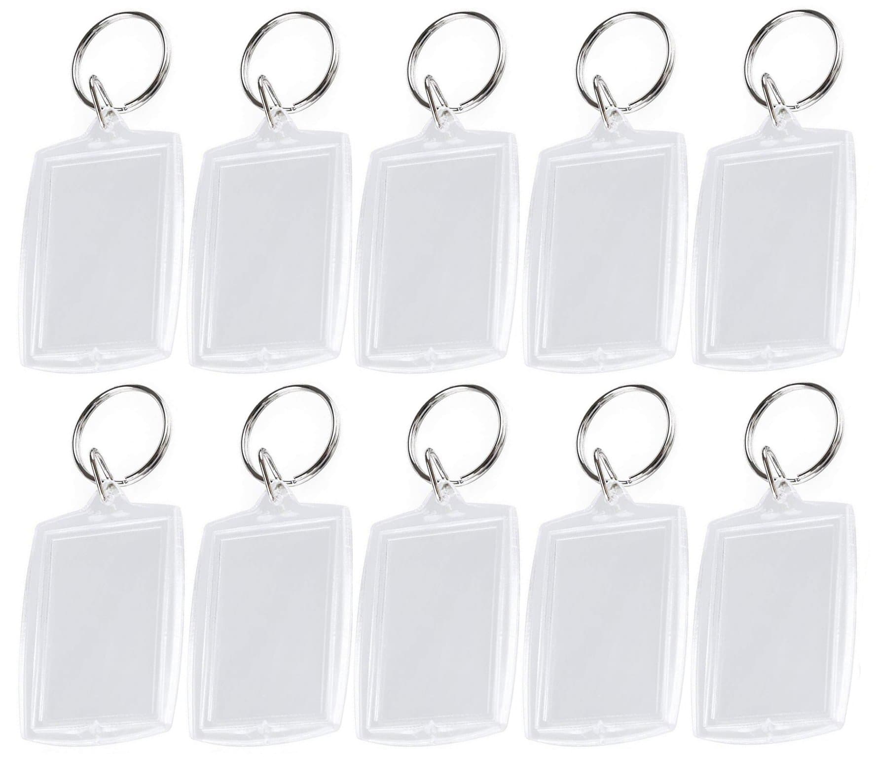 25PCS Transparent Acrylic Plastic Photo Frame Keychain Small Portable Insertable Picture Holder DIY Key Chain Key Ring Case for Women and Men
