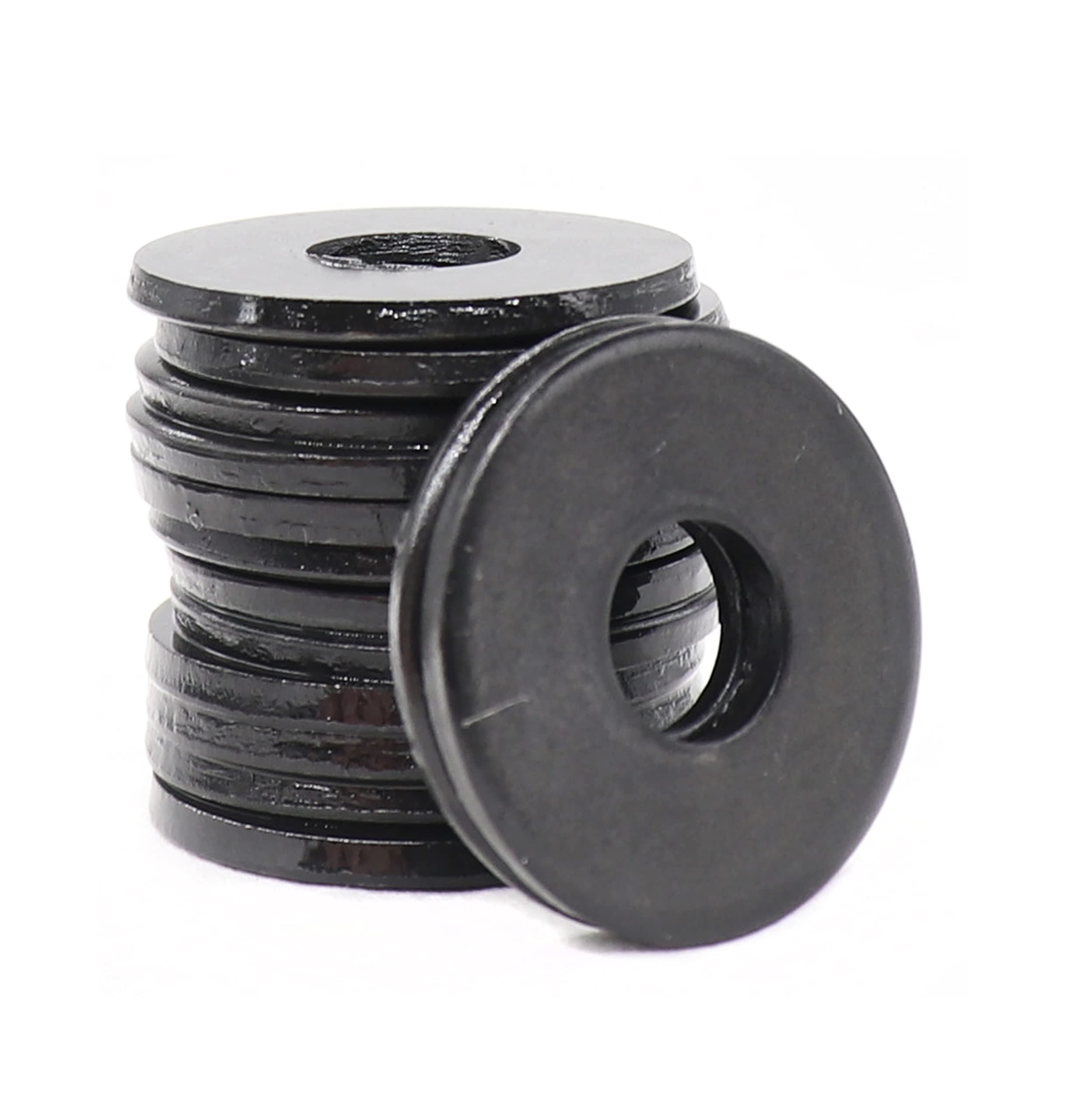 50pcs Black M8 Flat Washers(OD=24mm, 2mm Thickness) Grade 8 Carbon Steel, Zinc Plated