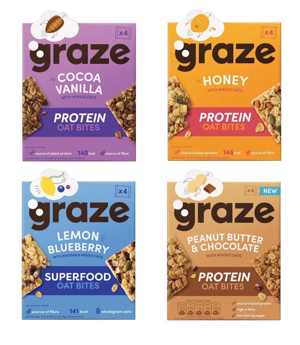 Graze Oat Bites WOW Bakes Nutty Protein Power Variety (Box - Pack of 4)