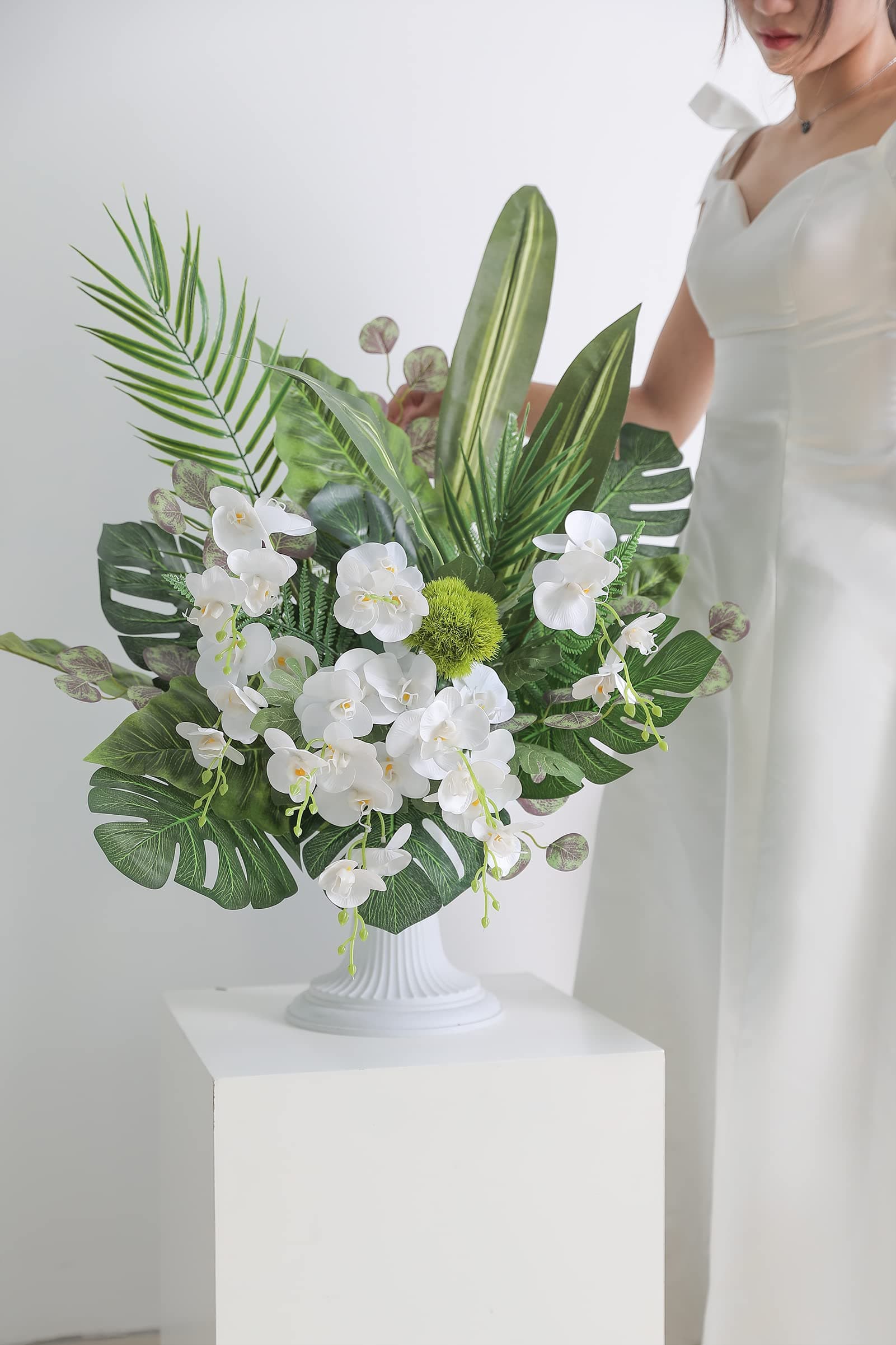 Serra Flora Artificial Greenery Spray Box Set(Pack of 53pcs) with 6 Kinds of Golden Green Filler for Wedding Bouquet Table Centerpieces and Floral Arrangement (Palm Leaves)