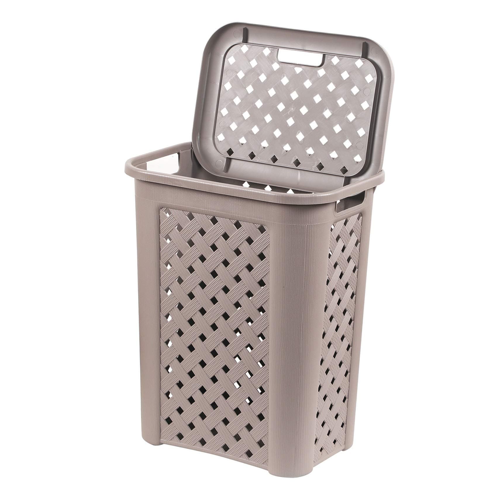 Cello Classic Plastic Laundry Basket with Lid, 50 Litres, Grey | Lightweight and Portable | Storage Organizer | Convenient Handling | Useful For Storing Clothes, Toys, Books