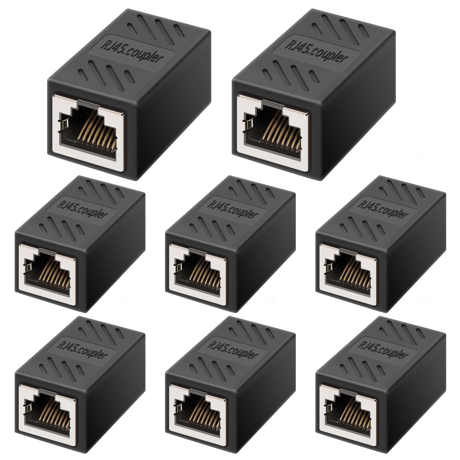 RJ45 Coupler Ethernet Coupler, in Line Coupler for Cat7/Cat6/Cat5e/Cat5 Ethernet Cable Extender Adapter for Network Cabling Female to Female (8Pack Black)