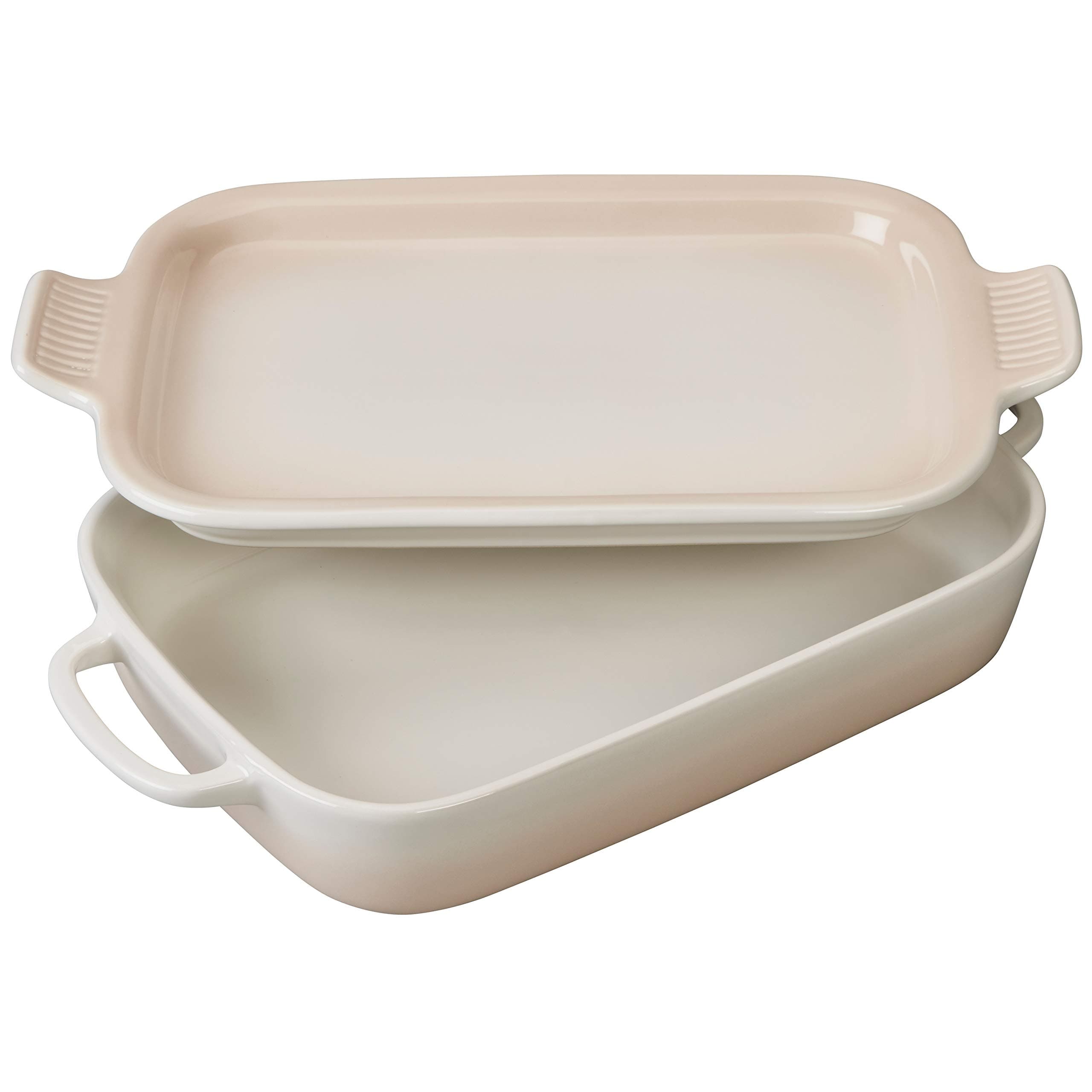 Le Creuset Stoneware Rectangular Dish with Platter Lid, 14 3/4"x9"x2 1/2" (2.75 qt.), Meringue