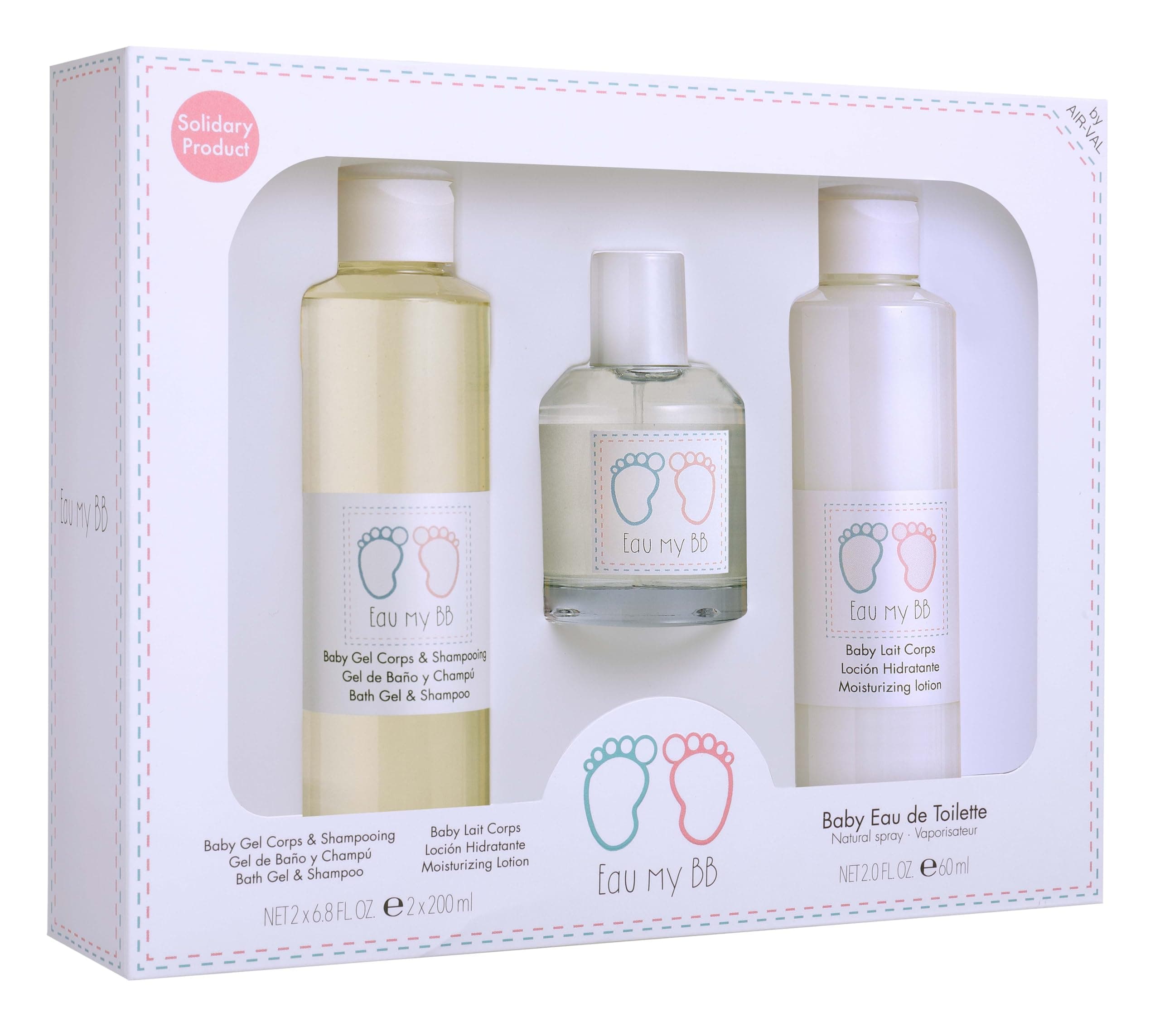 Eau My BB!, Three-Piece, Set, for Newborns, Infants, Babies, Eau De Toilette, EDT, 2.02oz, 60ml, Shampoo, Shower Gel, 6.8oz, 200ml, Body Lotion, 6.8oz, 200ml, Made in Spain, by Air Val International
