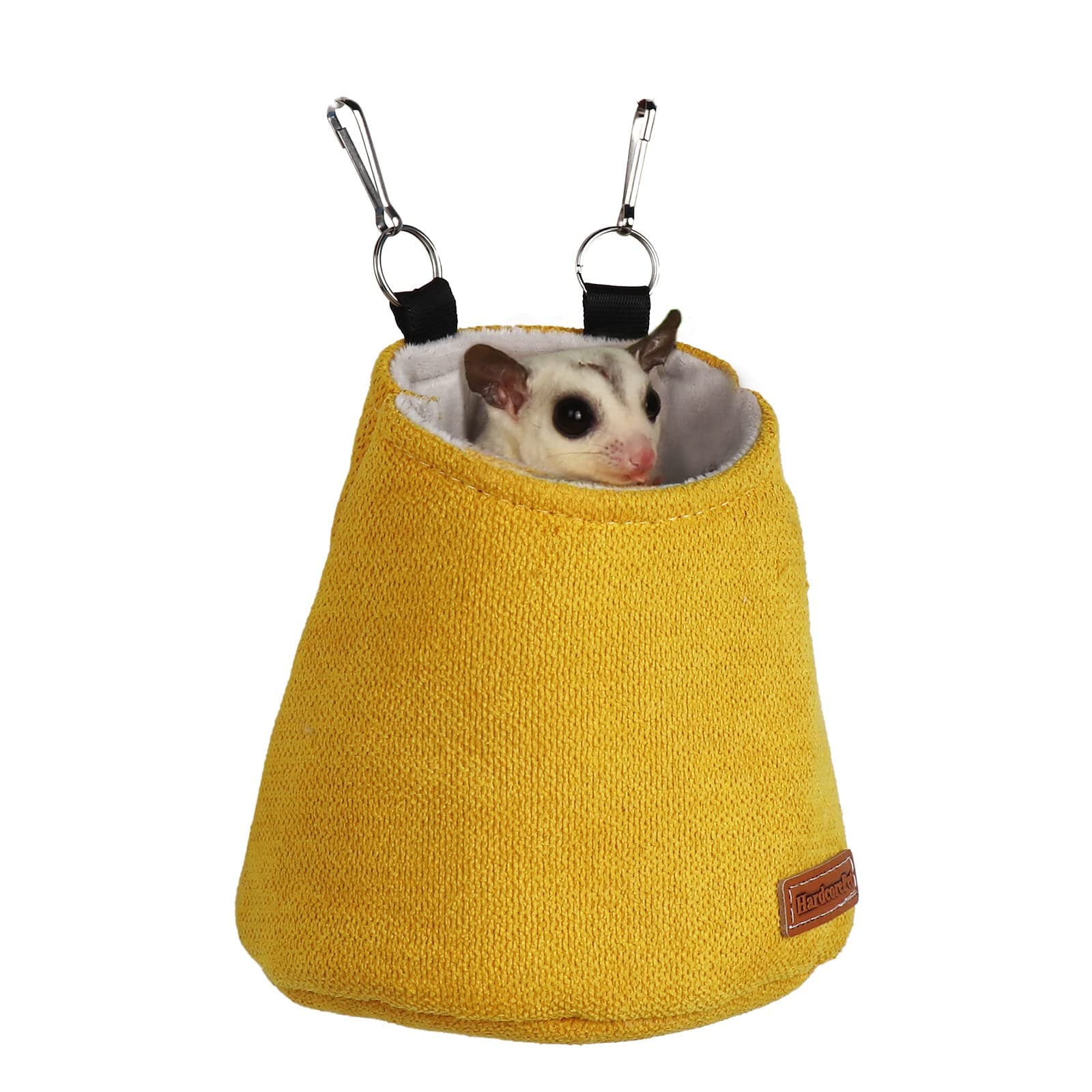 Sugar Glider Pouch - Warm Nest Bed, Sleeping Pouch Bag for Sugar Glider Accessories and Toys, Small Animal Cage Sleep Bag, Sack Swing Hanging Bed (Yellow)
