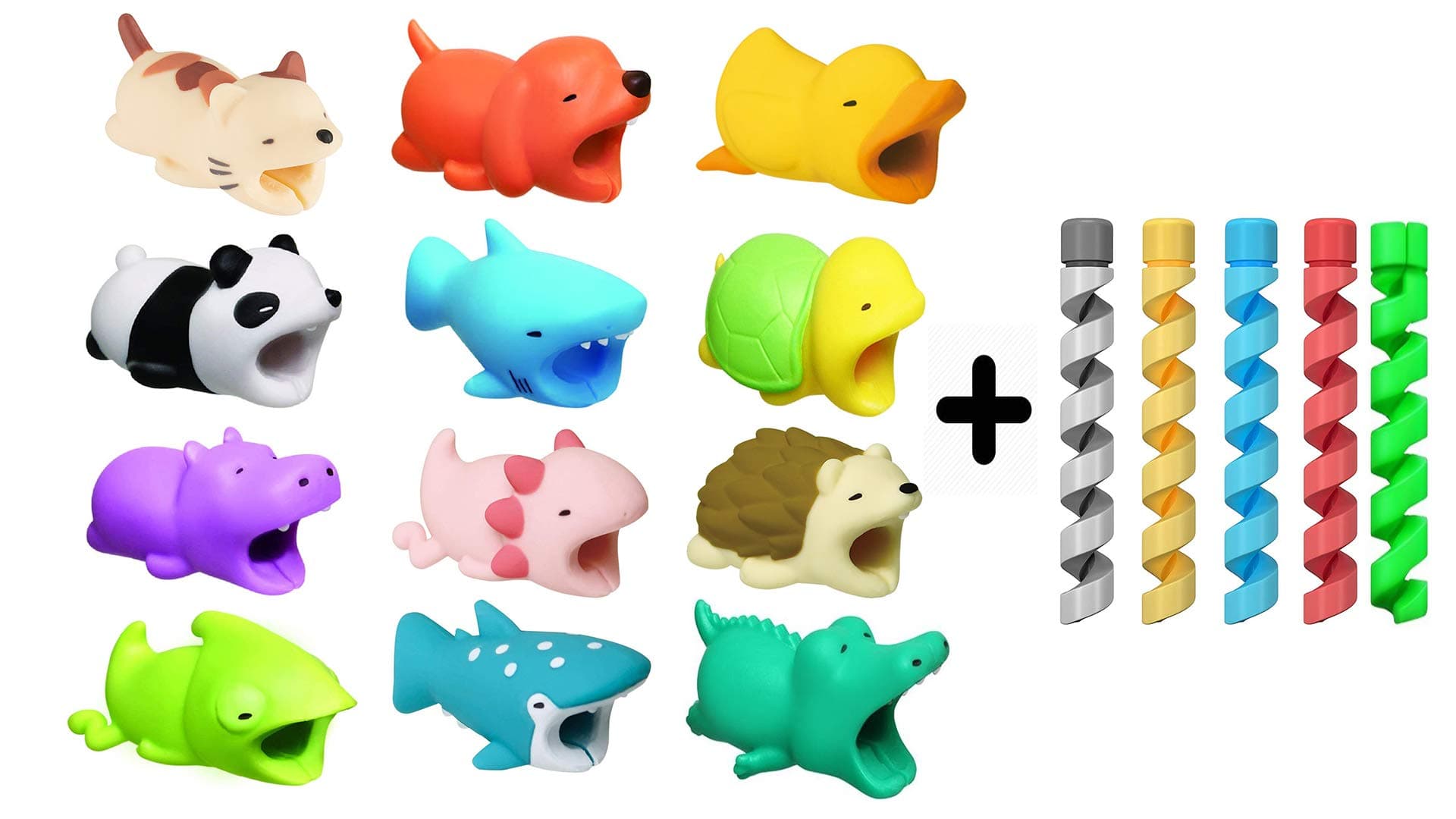 12 Packs Plus 5 Spiral Cable Protectors Cable chompers Cable Biters Cable chewers Cable bite Prime (12 + 5 Pack)