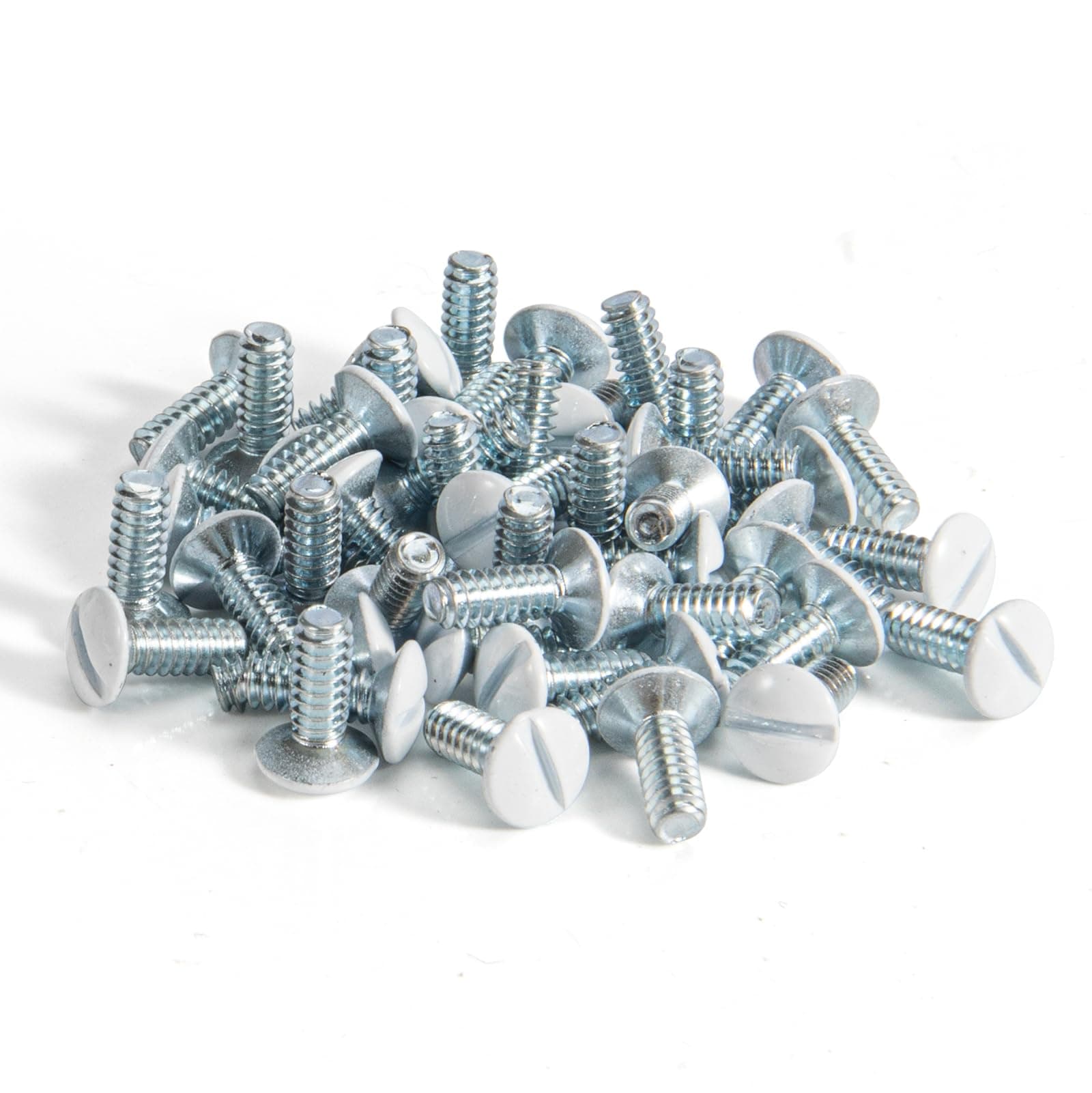Henne Bery 3/8" Long 6-32 Thread, Oval Head Milled Slot Replacement Wall Plate Screws, 50 Pack, White