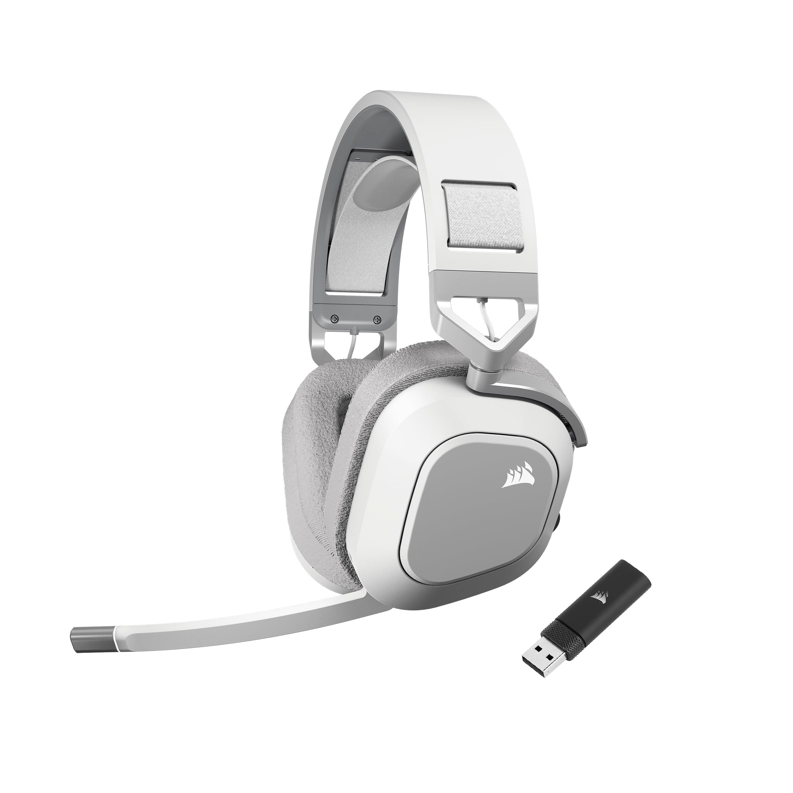 Corsair HS80 MAX Wireless 2.4GHz Bluetooth Gaming Headset – Low Latency, Dolby Atmos, SonarWorks SoundID, Broadcast Quality Microphone, High Battery Life – PC, Mac, PS5, PS4, Mobile – White