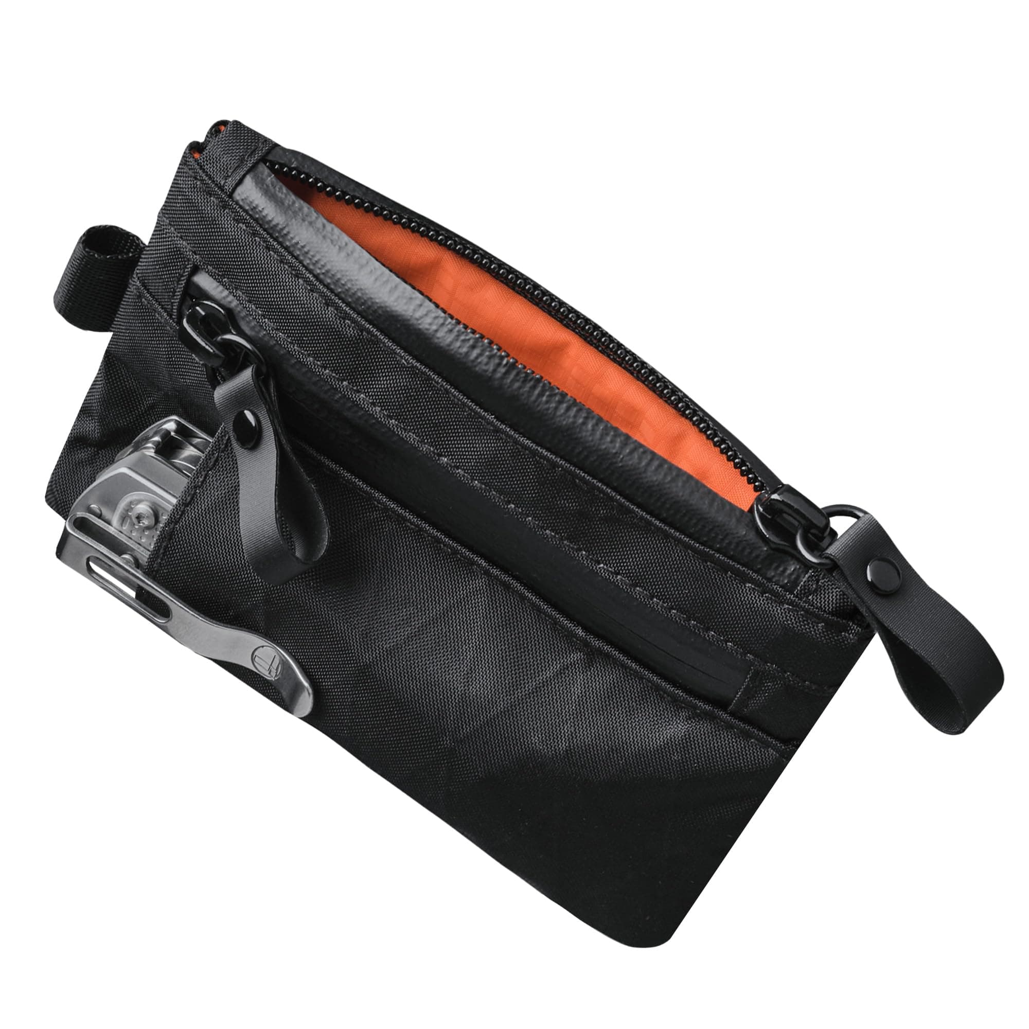 Zip Pouch Pro Black X-Pac VX21 - Minimalist Zipper Wallet - Small Pouch - RFID Blocking Material - Three Multi-Tool Slots - Holds 4-12 Cards - Weather Resistant - HUB Keychain Compatible