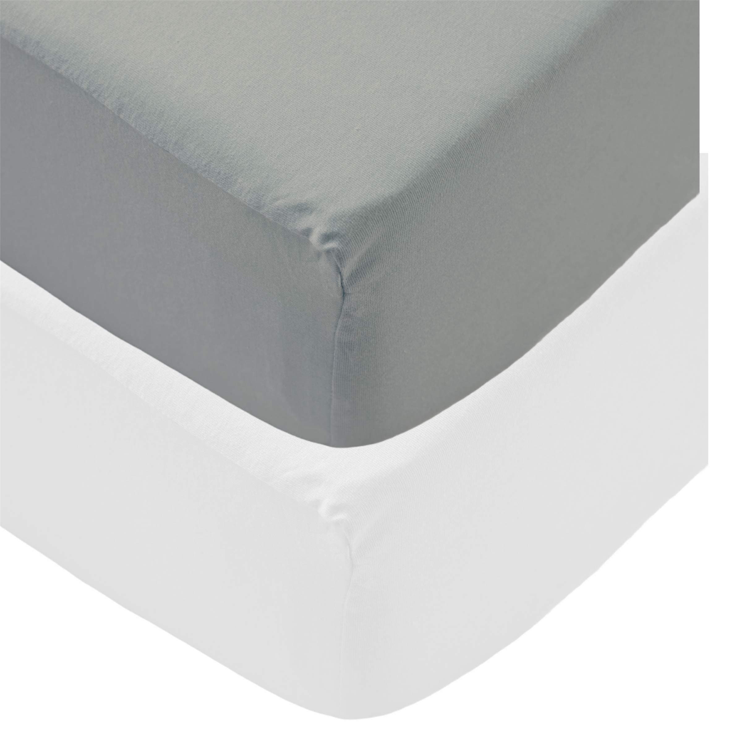 100% Natural Cotton 4 x Pack Jersey Crib Fitted Sheets (85 x 50 cm) Compatible With Next2Me Mattress - 2xWhite and 2xGrey