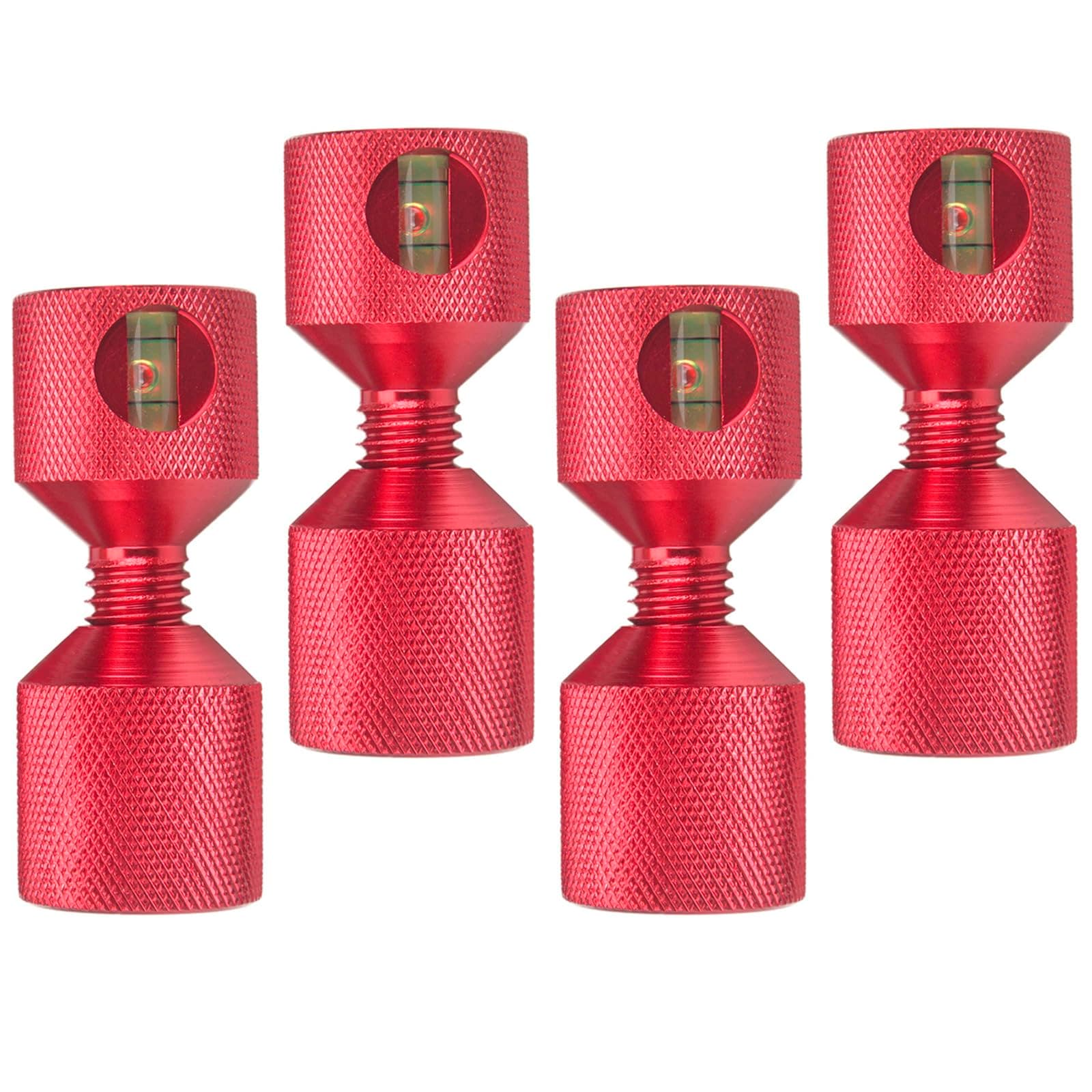 1-1/8" Two Hole Pins Built-in Level 6061 Aluminum 2 Hole Flange Alignment Pin with Anodized Oxide Red Finish 4Pcs