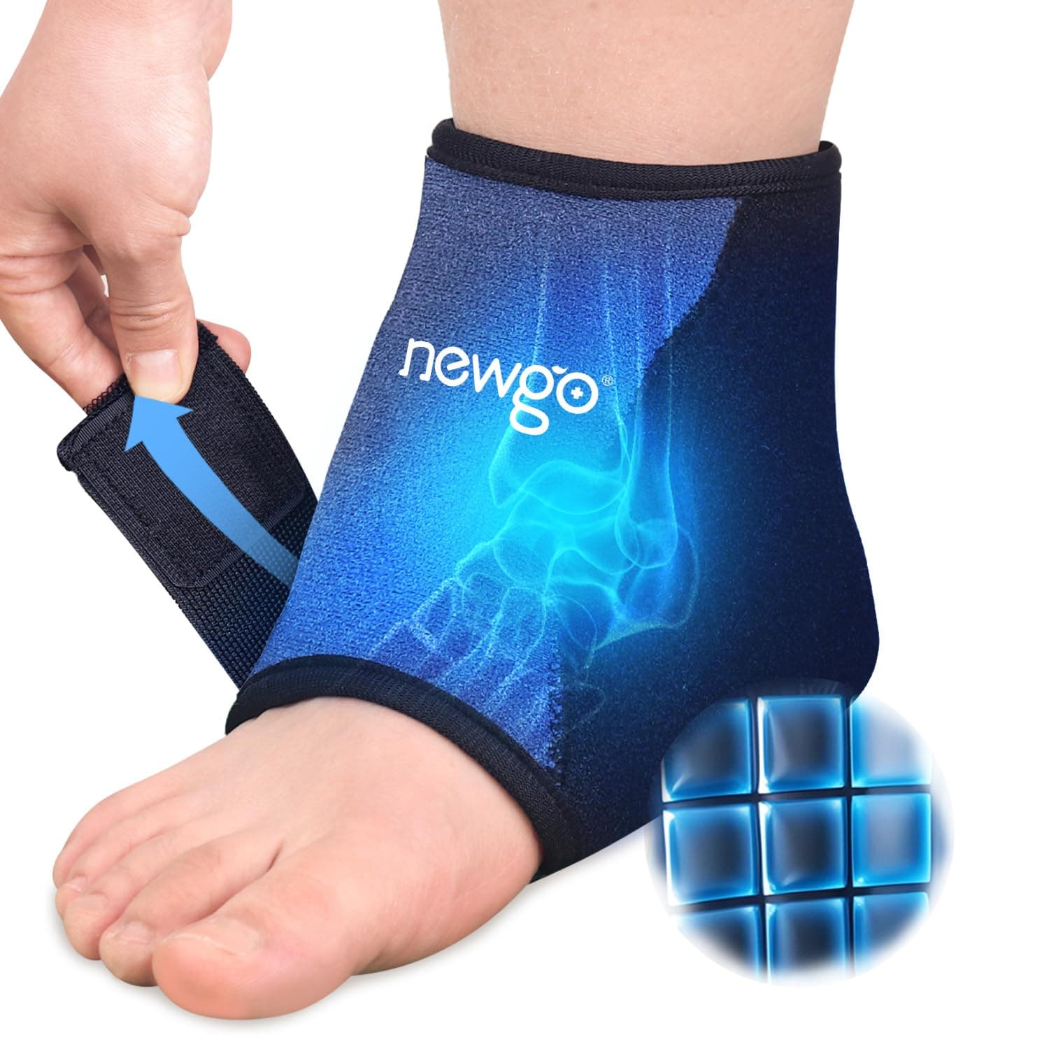 Ankle Ice Pack Wrap Upgraded Gel Ice Pack for Ankle Pain Relief with 2 Hours Long Lasting Cold Retention for Athletes, Chronic Pain Sufferers, Flexible Fit, Leakproof & Reusable