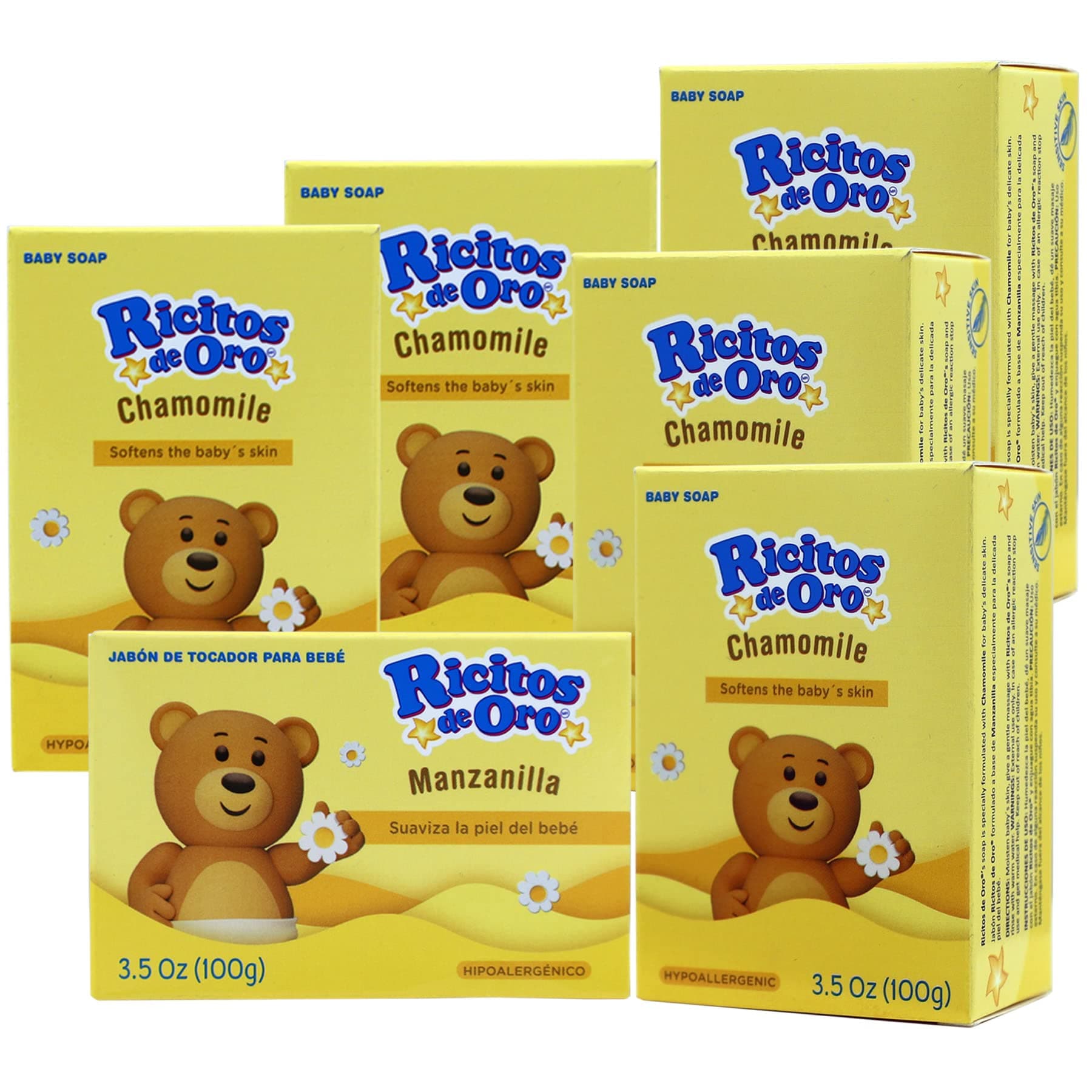 Baby Cleansing Bar Soap with Extract Calming Effect, Chamomile, 6-Pack of 3.5 Oz Each Soap, 6 Soaps