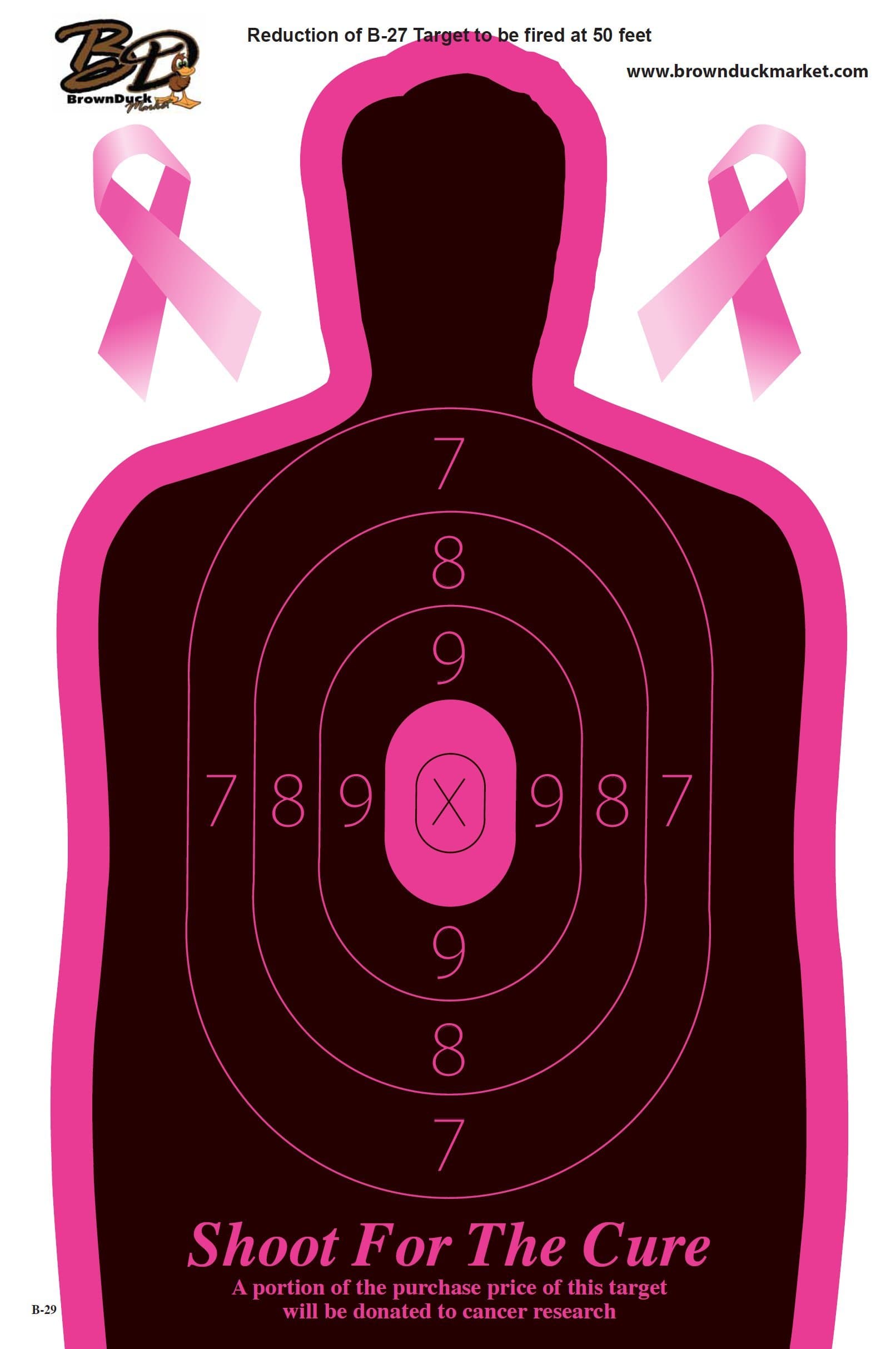 BrownDuck Silhouette Splatter Target 12" x 18" Reactive Target Shooting Practice Sheets B-29 (10-Pack)