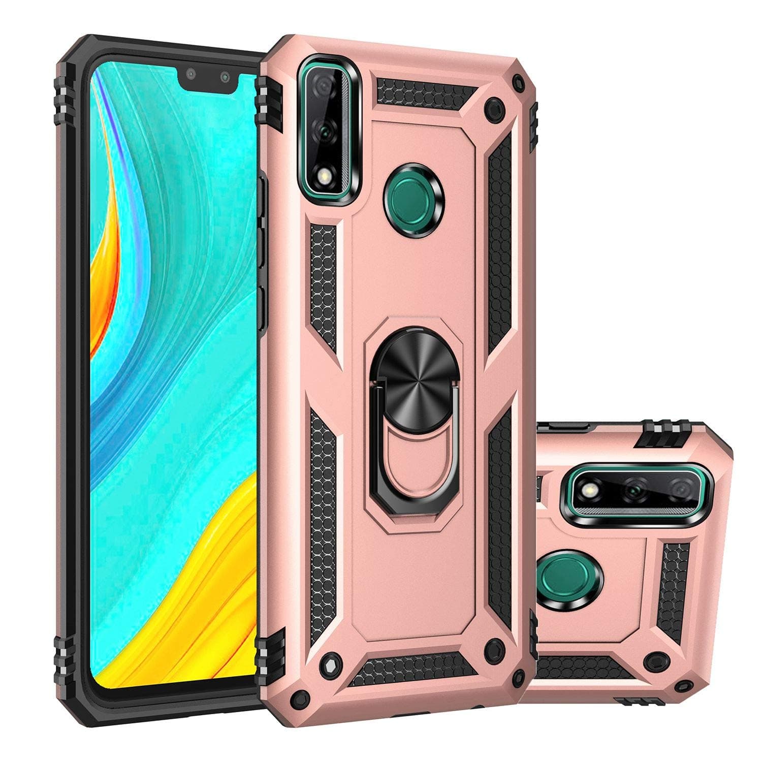 MOONCASE Y8s Case, Hybrid 2 in 1 Case PC + TPU Rugged Armor with Kickstand Shockproof Protective Cover for Huawei Y8s 6.5" -Rose Gold