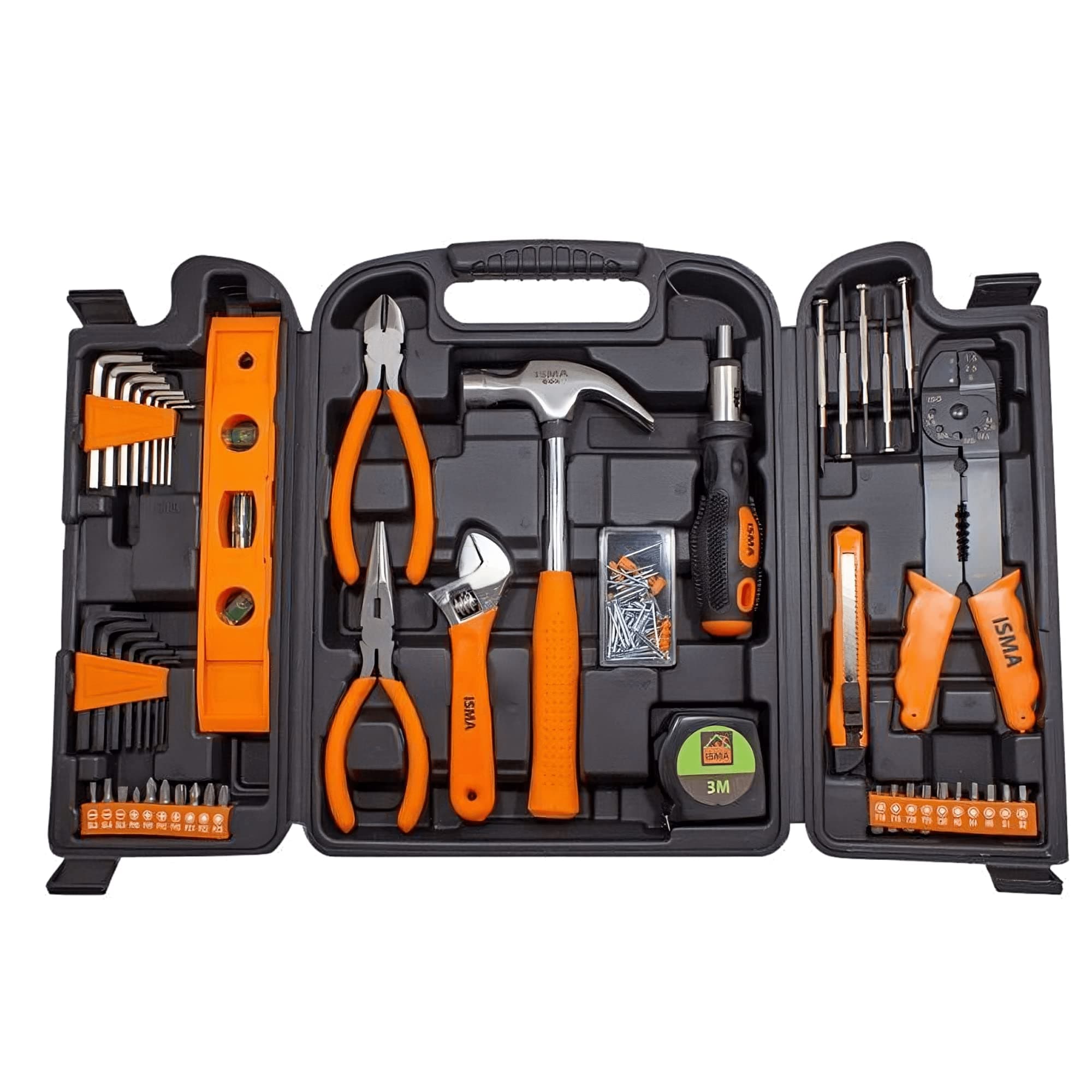 ISMATool Set 129pcs Portable Household Hand Tool Kit For General Repair in a Case