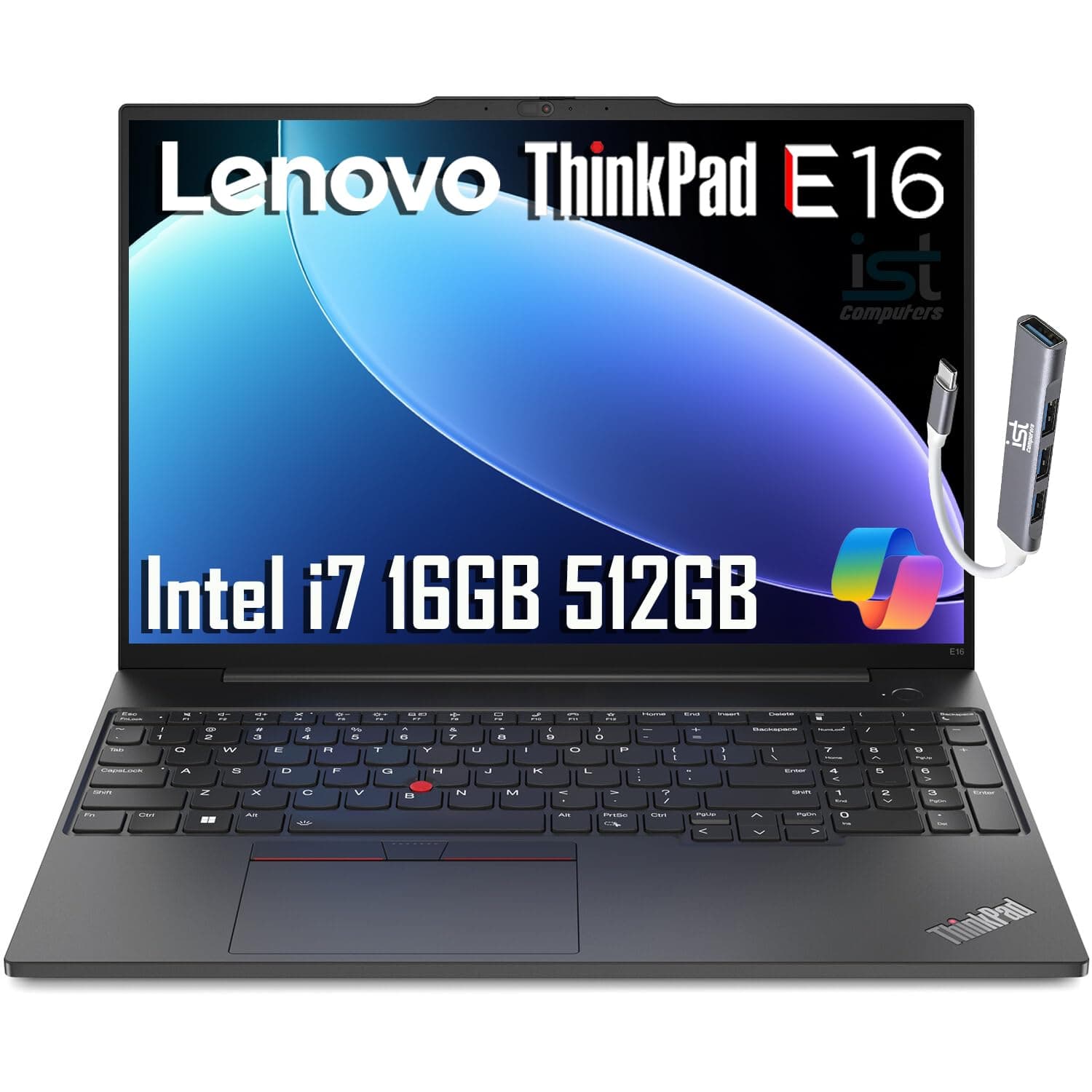 Lenovo ThinkPad E16 Business Laptop (16" FHD+ Anti-Glare, Intel 13th Gen 10-Core i7-1355U, 16GB RAM, 512GB SSD), Backlit, Fingerprint, IST Hub, FHD Webcam, Ethernet, Wi-Fi 6, Win 11 Pro, Black
