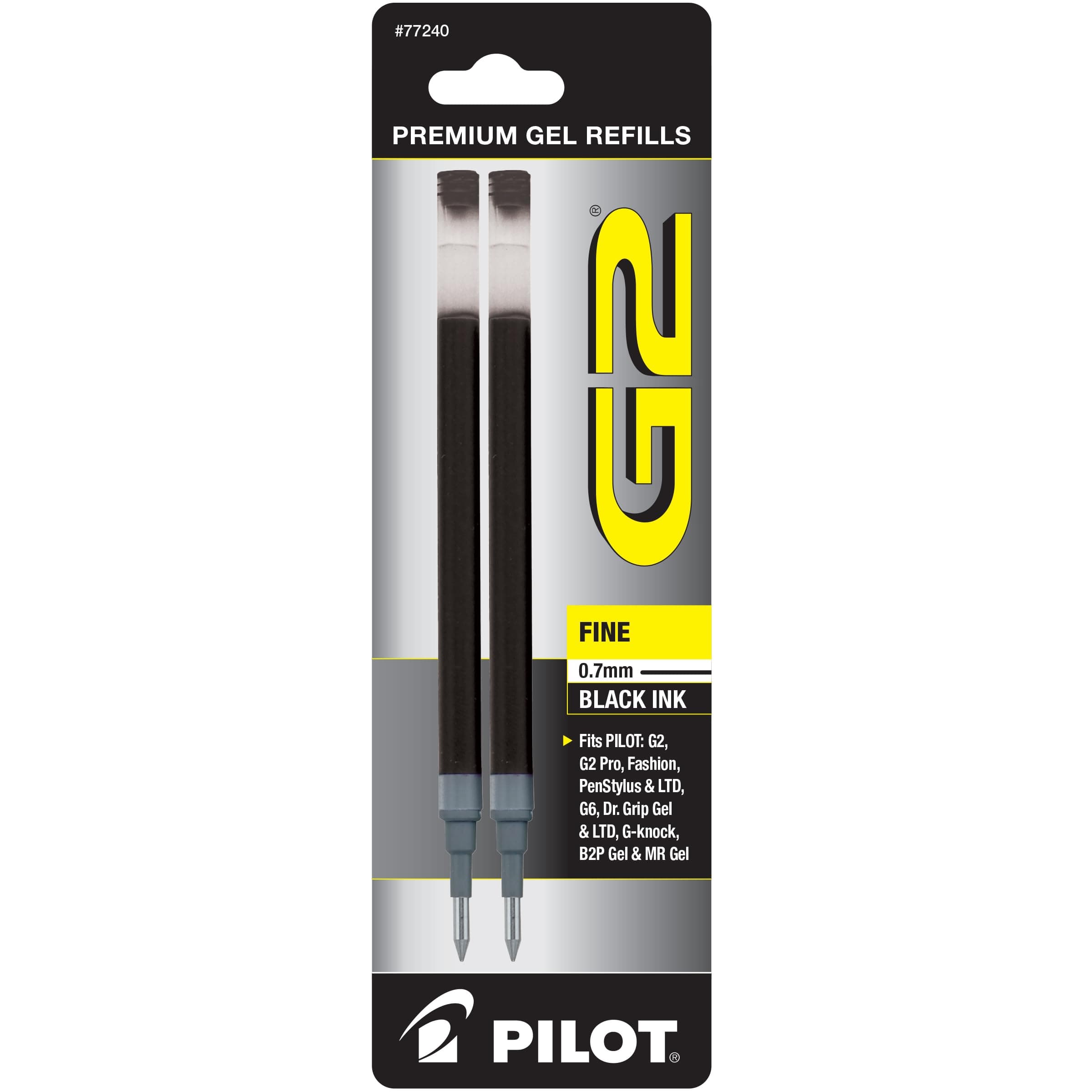 Pilot, G2 Gel Ink Refills, Fine Point 0.7 mm, Black, Pack of 2
