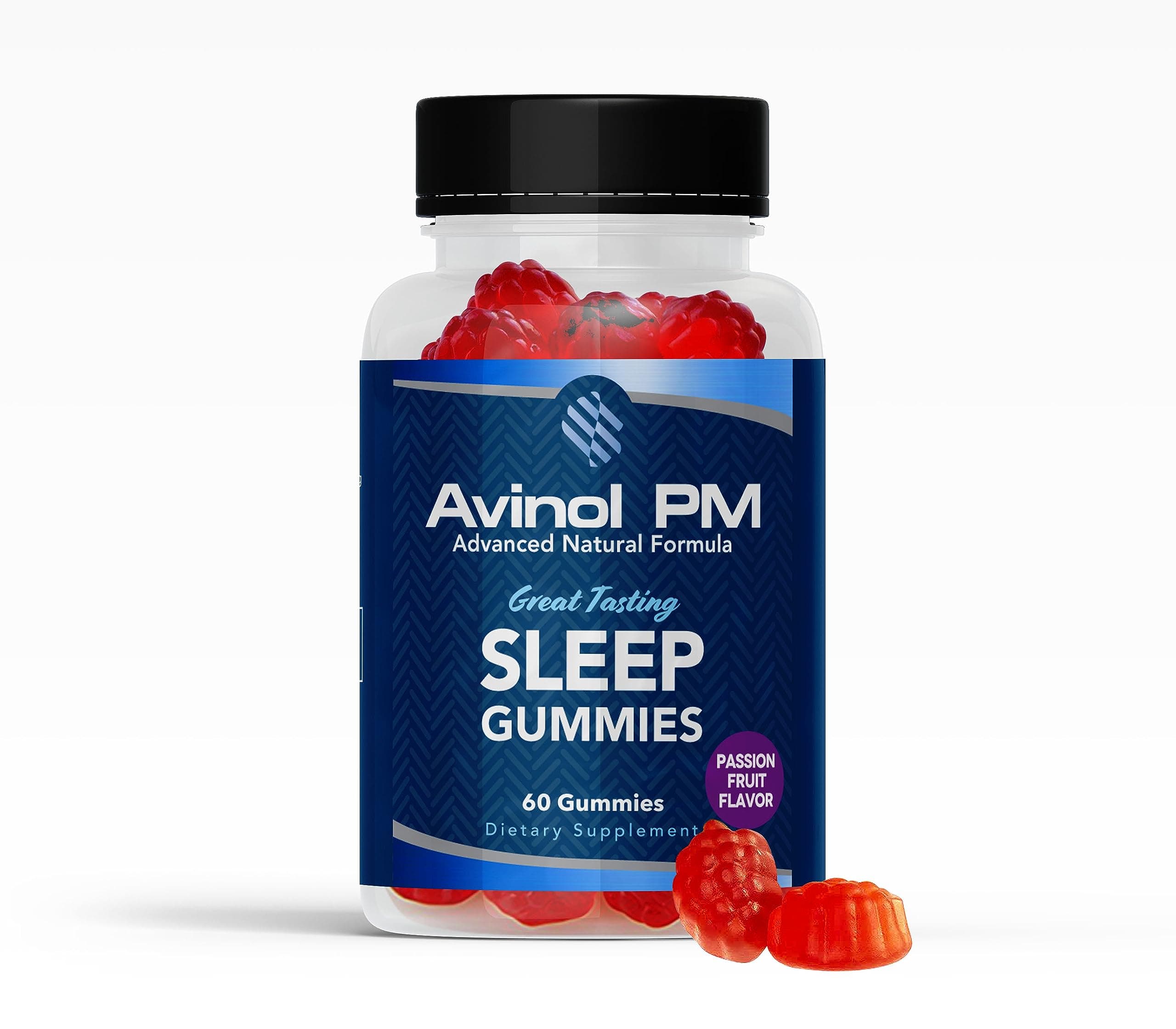 Avinol PM Sleep Gummies - Advanced Natural Formula with L Theanine, Passionflower, Chamomile, and Lemon Balm - Made in The USA, Passion Fruit Flavor, 60ct