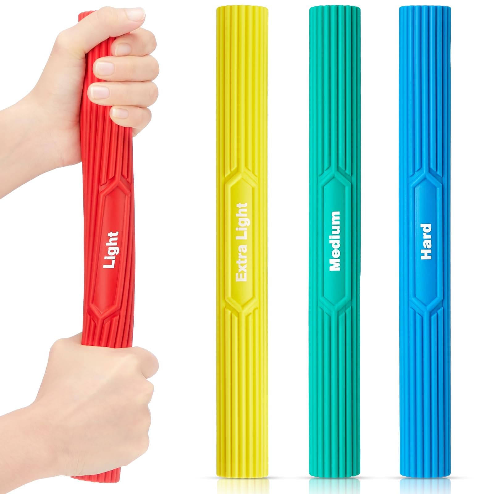 4 Pcs Resistance Bar for Physical Flexible Elbow Therapy Bar Twist Hand Exerciser Bars, Relieve Tendonitis Pain and Improve Grip Strength for Injury Recovery Tennis Elbow