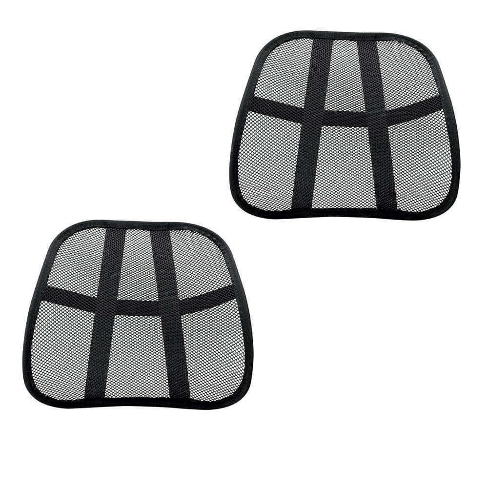 Omni Set of 2 Extra Comfortable Adjustable Breathable Cool Black Mesh Lumbar Back Support Fit All Types Office Chair Car Seat