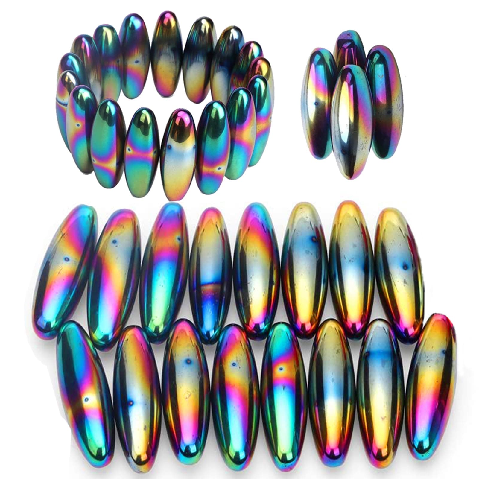 Rattle Magnets Spinning Buzzing Snake Eggs, 16Pcs Educational Science Toy Stress Relief Fidget Toy Fridge Magnets (Elliptical Color 16P)