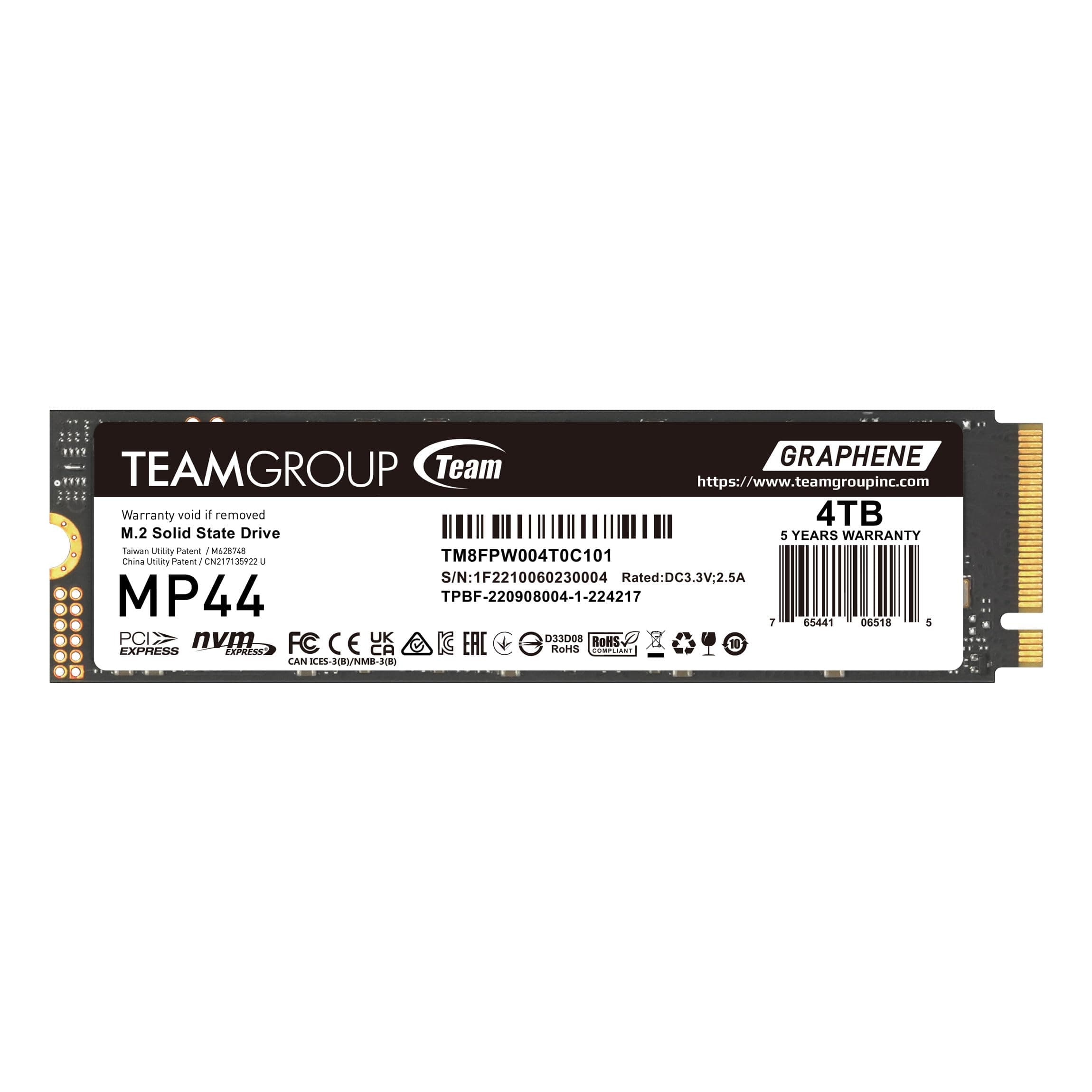 MP44 4TB SLC Cache Gen4x4 M.2 2280 PCIe 4.0 with NVMe Laptop, Desktop SSD Solid State Drive R/W Speed up to 7000/6000MB/s TM8FPW004T0C101