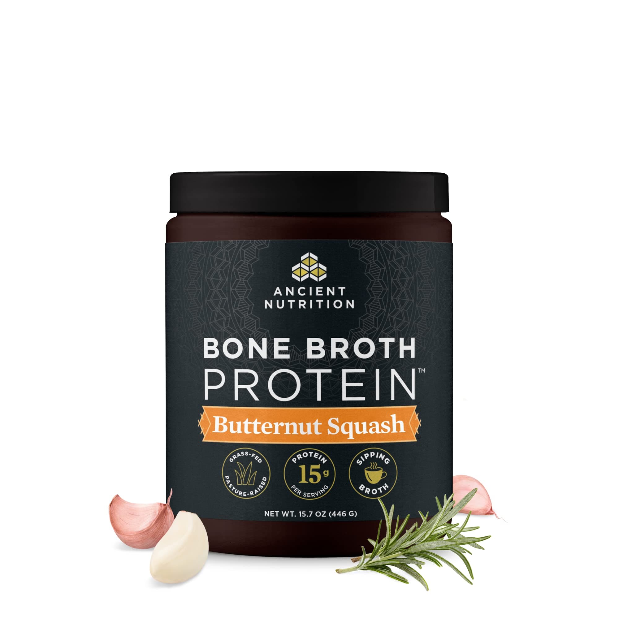 Bone Broth Protein Powder by Ancient Nutrition, Butternut Squash, Grass-Fed Chicken and Beef Bone Broth Powder, 15g Protein Per Serving, Supports a Healthy Gut,15 Servings…