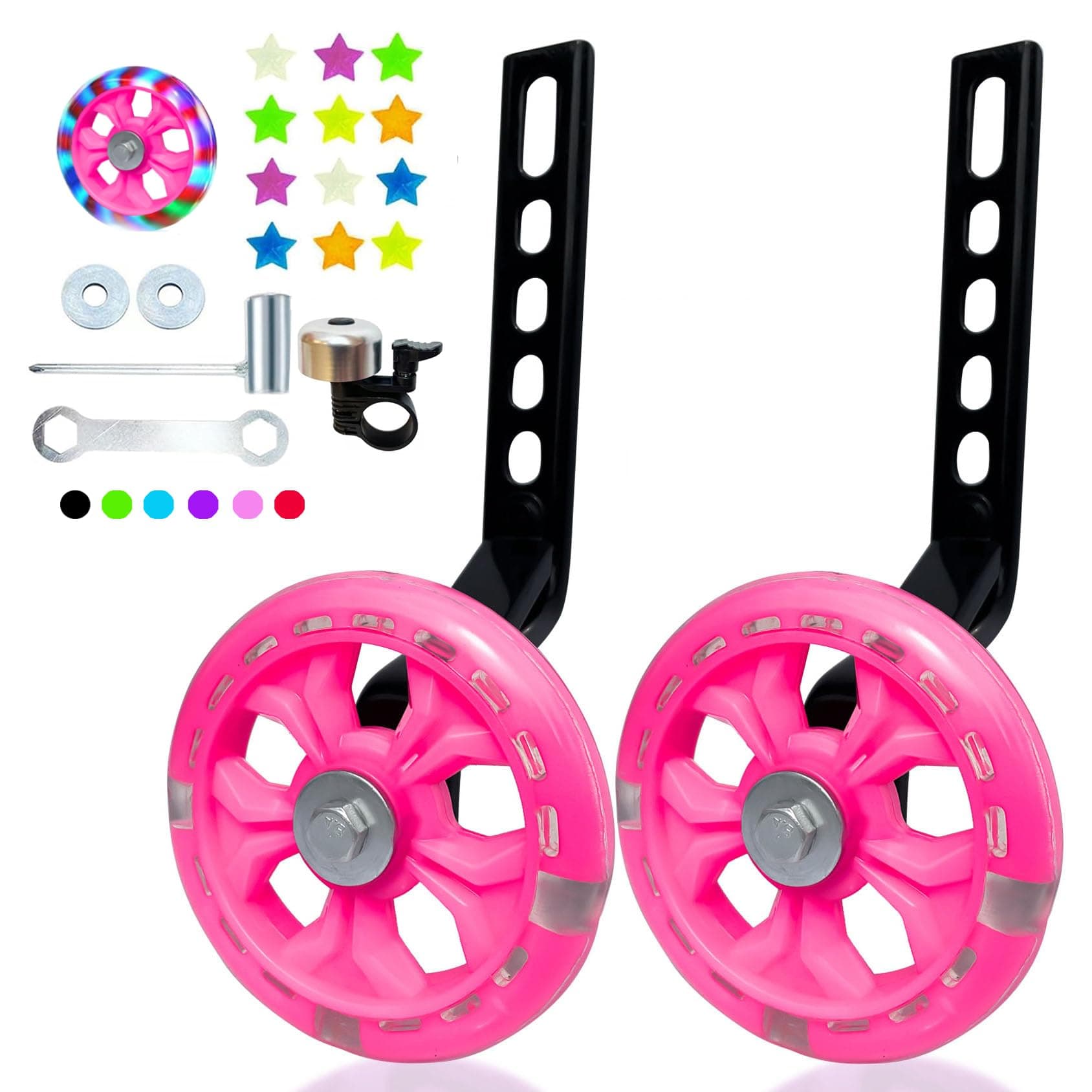 DDJKCZ Training Wheels Flash Mute Big Wheel Compatible for 12 14 16 18 20 inch Single Speed Bicycle(rose)