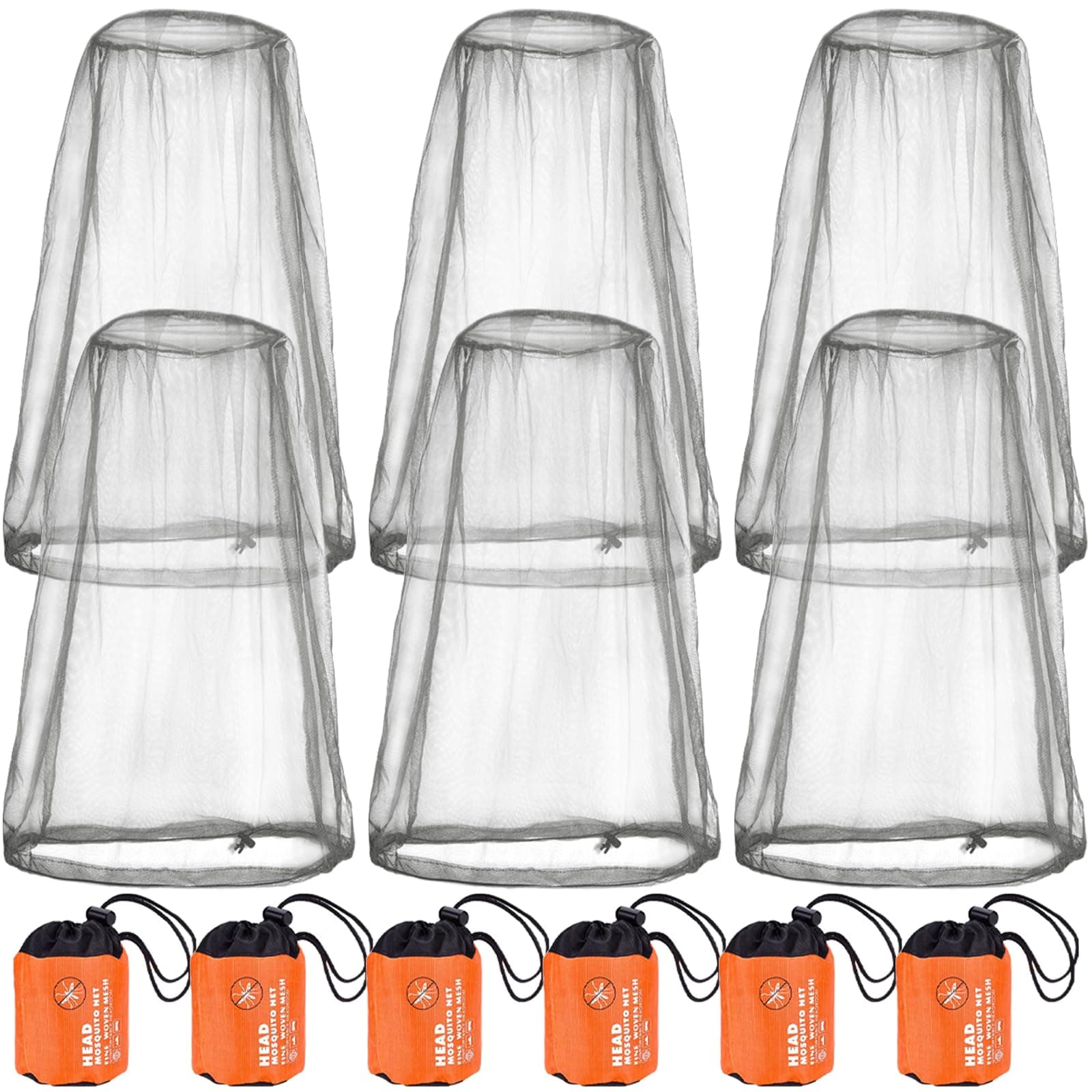 6 Packk Mosquito Covers Wearable Head Net Face Mesh Protecting Net Mosquito Fly Insects Bugs Preventing for Outdoor