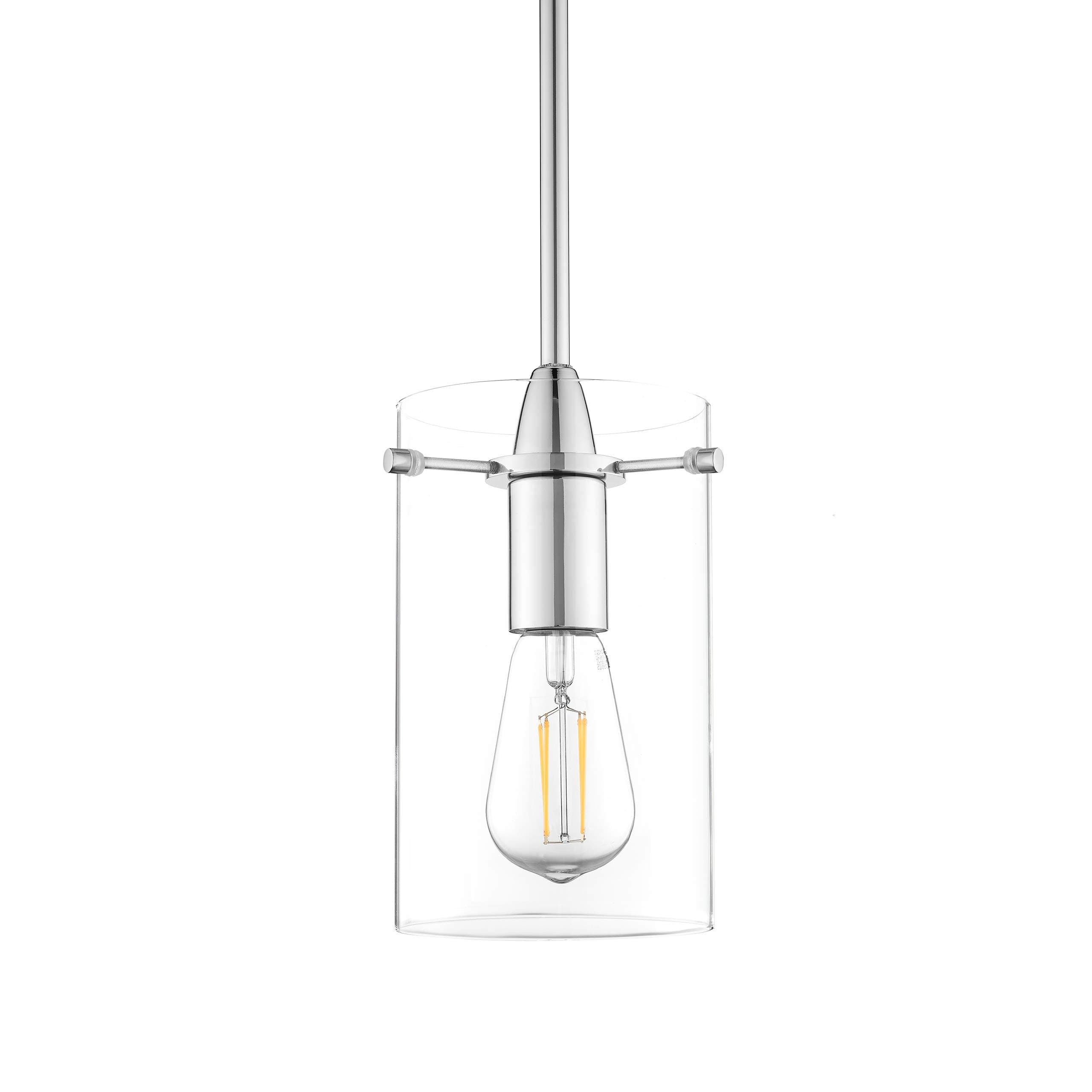 Chrome Pendant Lights Kitchen Island - Medium Clear Glass Pendant Light Fixture