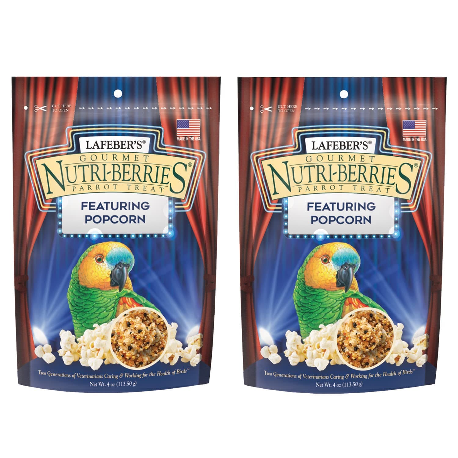 Popcorn Nutri-Berries, for Parrots, 4 oz Bag (Pack of 2)