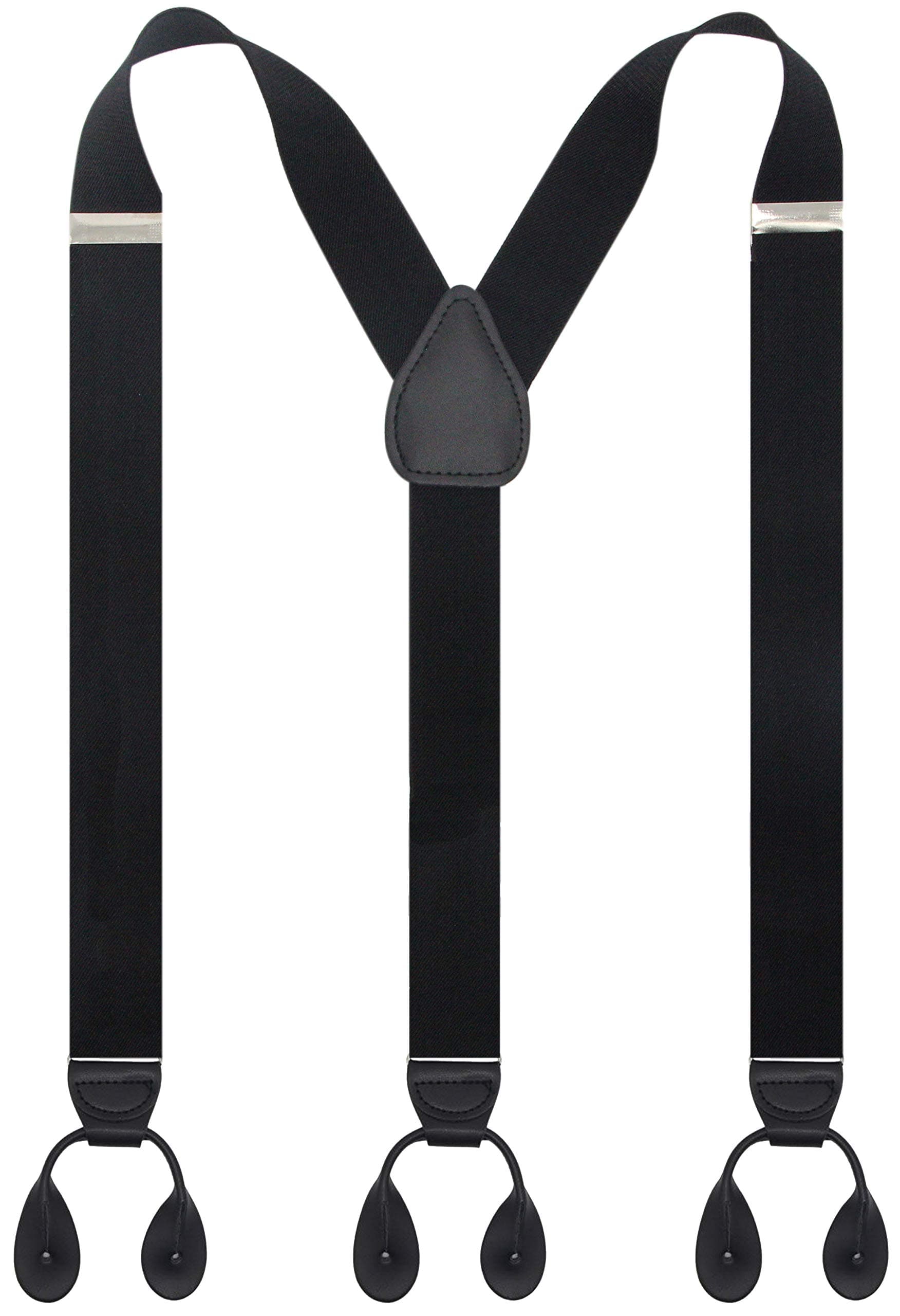 Y Back Button 1.4" Suspenders for Men with Stylish Leather Button Ends Long Lasting Stretch Ultimate Fashion