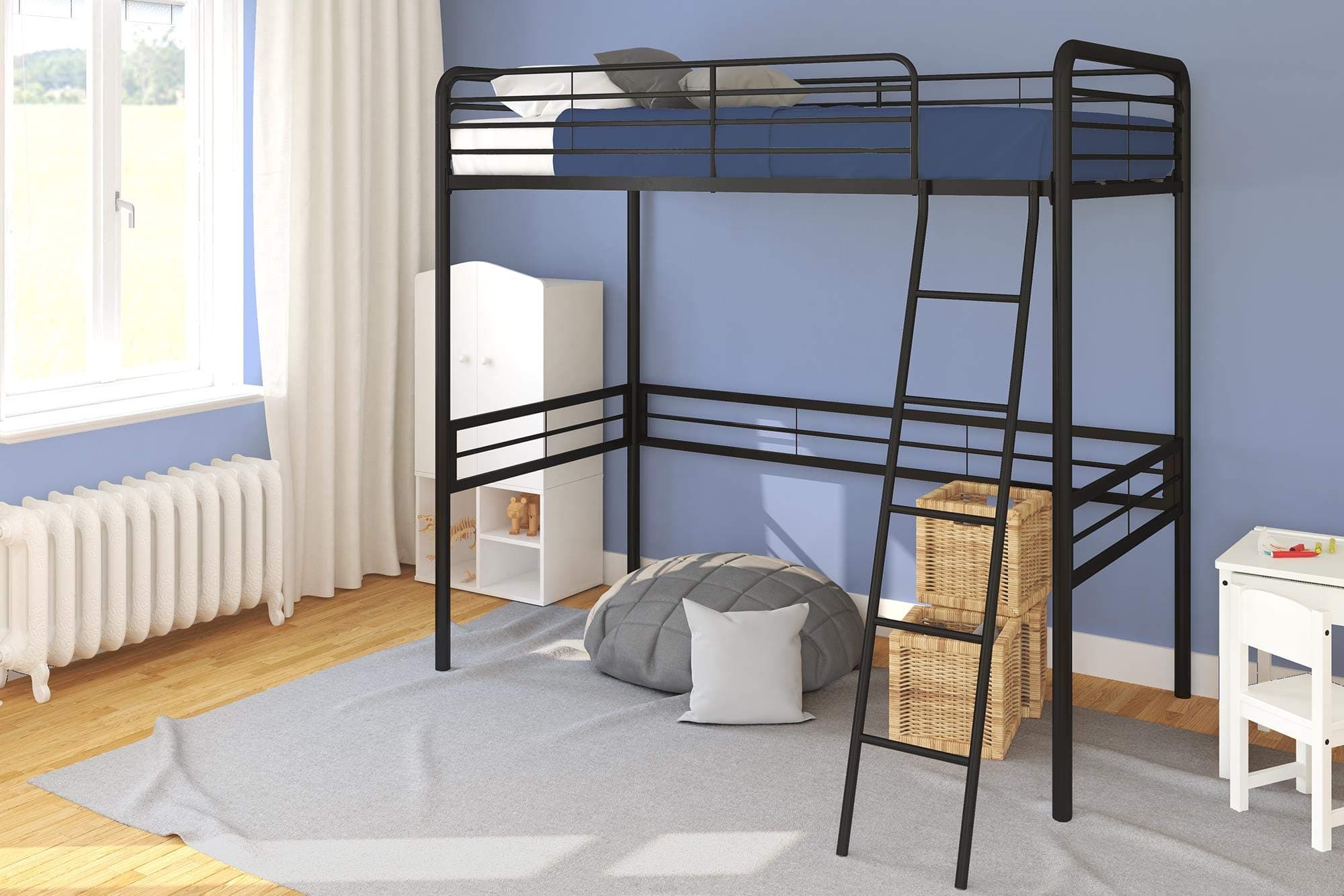 DHP Simple Metal Loft Bed Frame, Multifunctional, Twin Size, Black