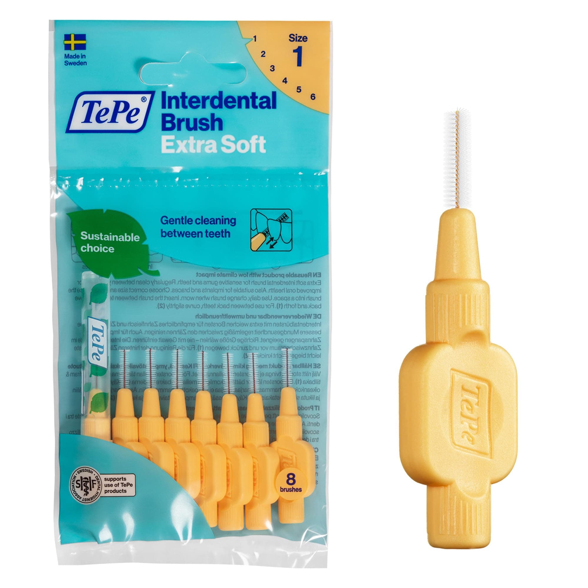 TePe Interdental brushes X-soft Light Orange 0.45 mm, 1 Pack. (1x8 Pcs) by TePe