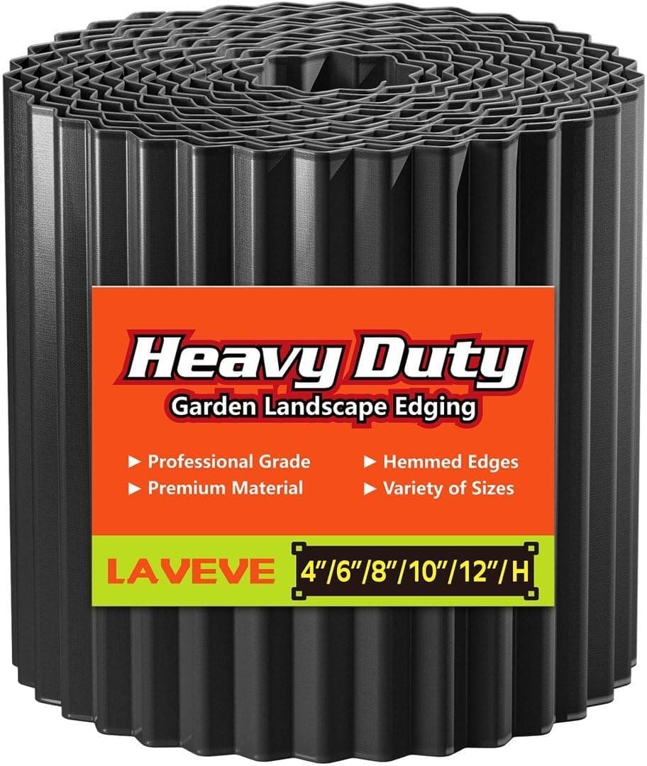 LAVEVE Corrugated Metal Garden Edging 6" x 40Ft, Landscape Edging Border for Lawn, Flower Bed, Garden Fence, Paver Edging (Black)