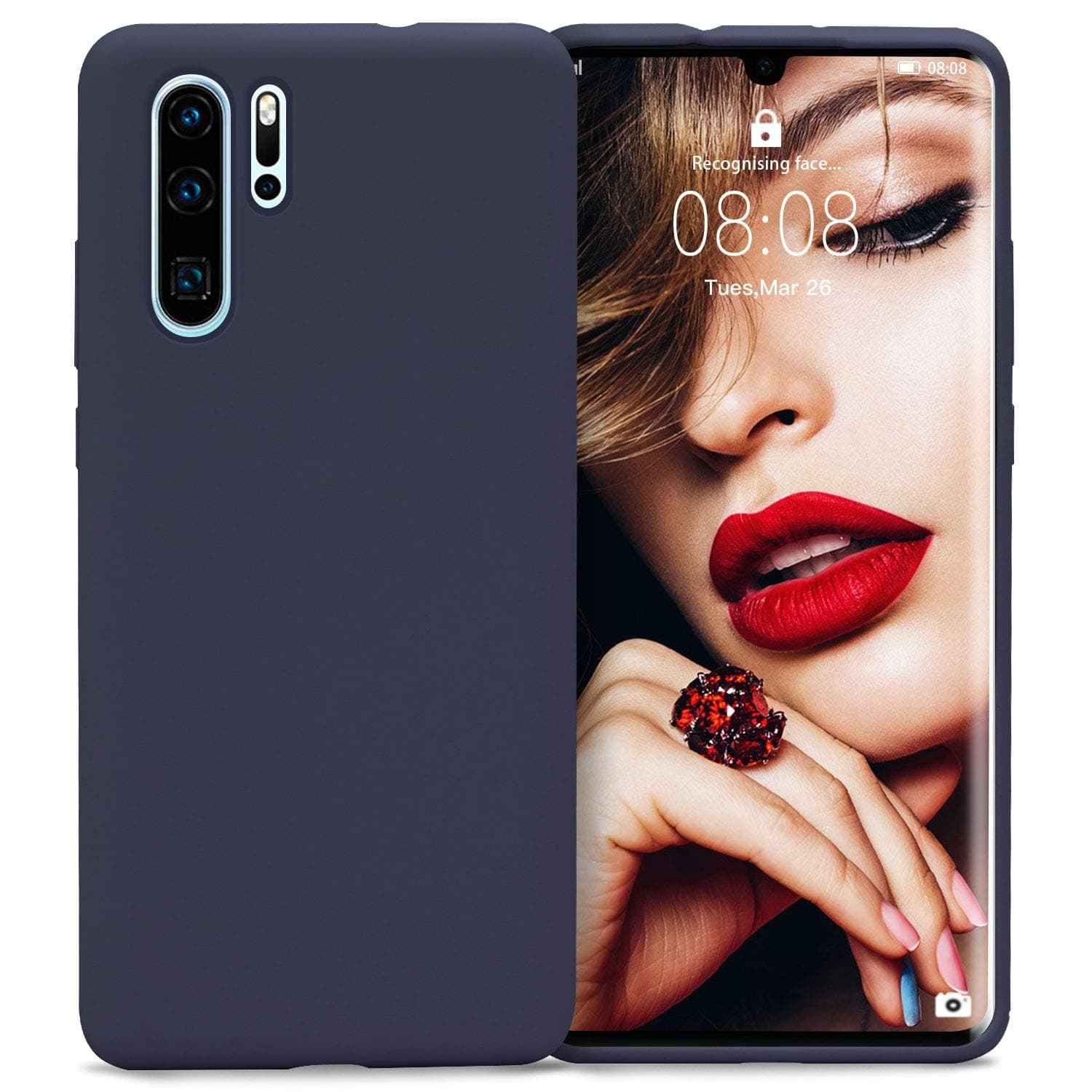 JASBON Case for Huawei P30 Pro, Silicone Full Protective Phone Official Cover for Huawei P30 Pro-Dark Blue