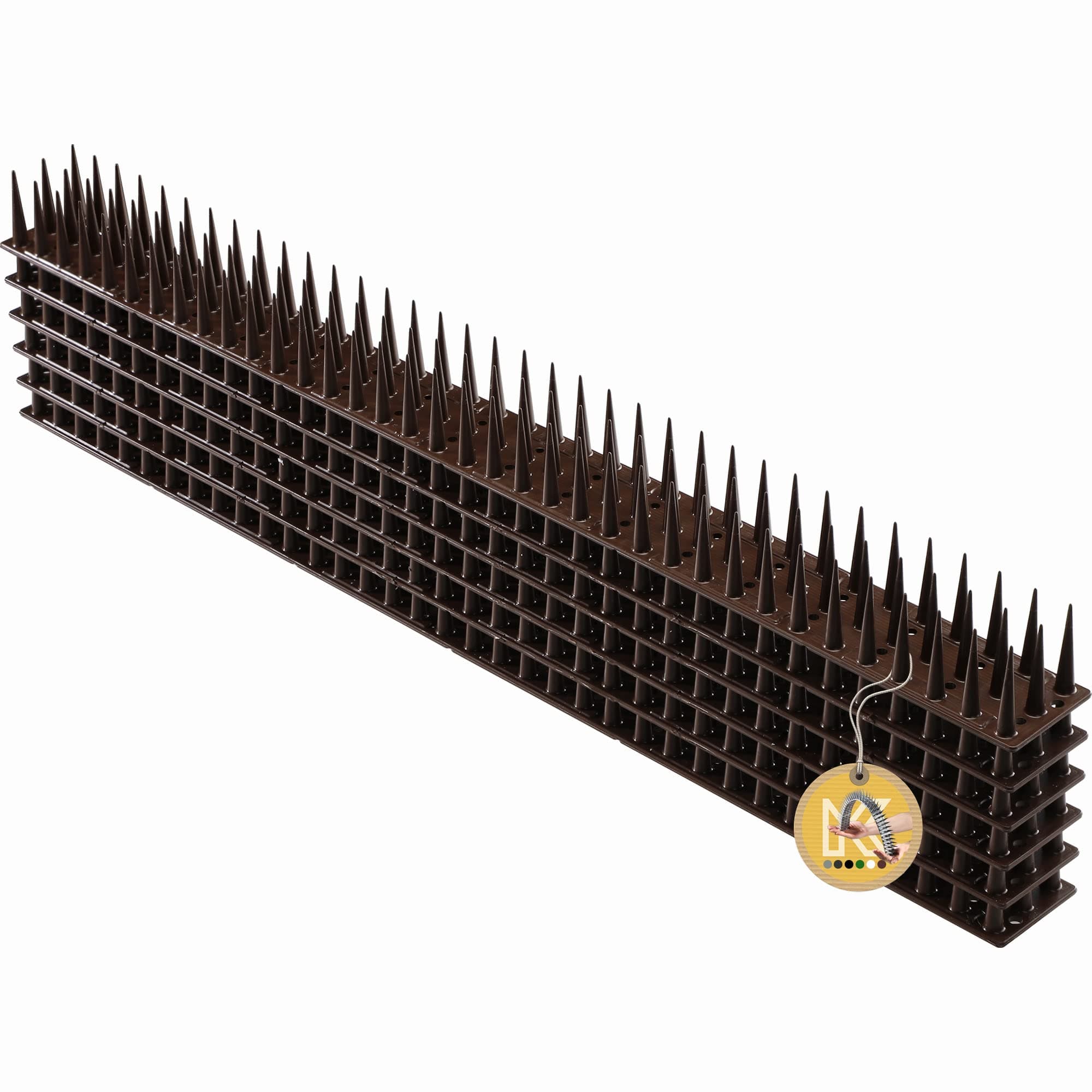 KADAX Plastic Spikes, 52 x 4.5 x 3.5 cm, Wall Spikes, Fence Spikes, Bird Spikes, Bird Repellent, Pigeon Repellent, Deterrent for Birds, Cats, Anti Climb Spikes (6, Brown)