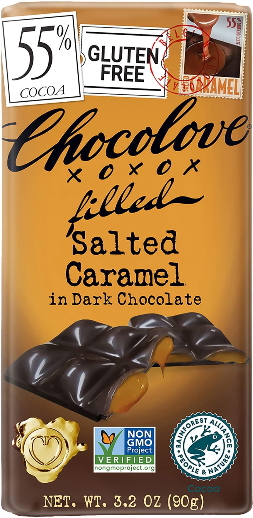 Chocolove, Chocolate Bar Salted Caramel, 3.2 Ounce
