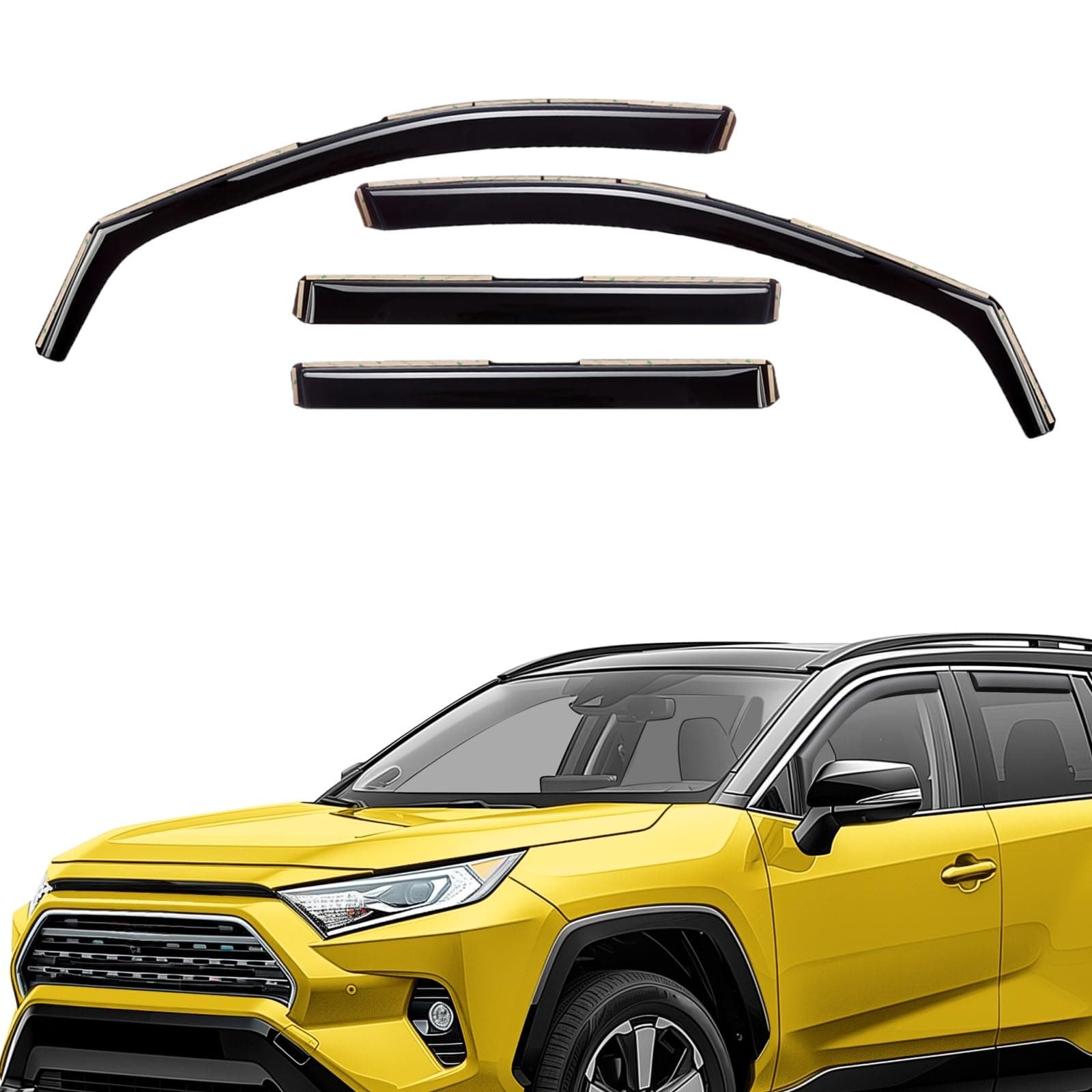 Extra Durable Window Deflectors in-Channel Window Visors Rain Guards Fit for Toyota RAV4 2019-2025, Sun Visors, Wind Vent for Shades, Exterior Car Accessories - 4pcs. AG0668