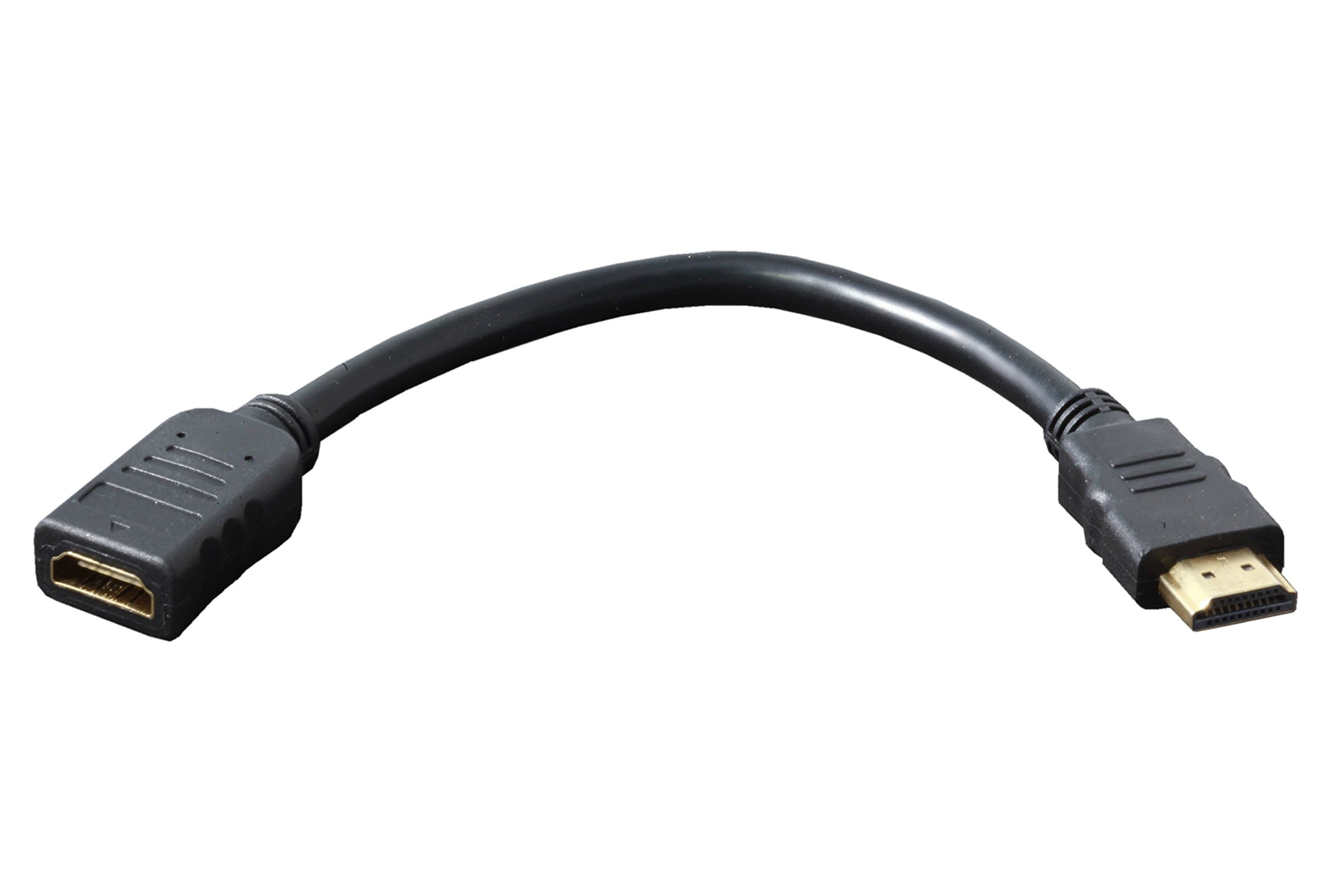 HDMI 8 inch Cable with Ethernet (Black) / Gold Plated / 4K Supports / Male to Female - WireShopper